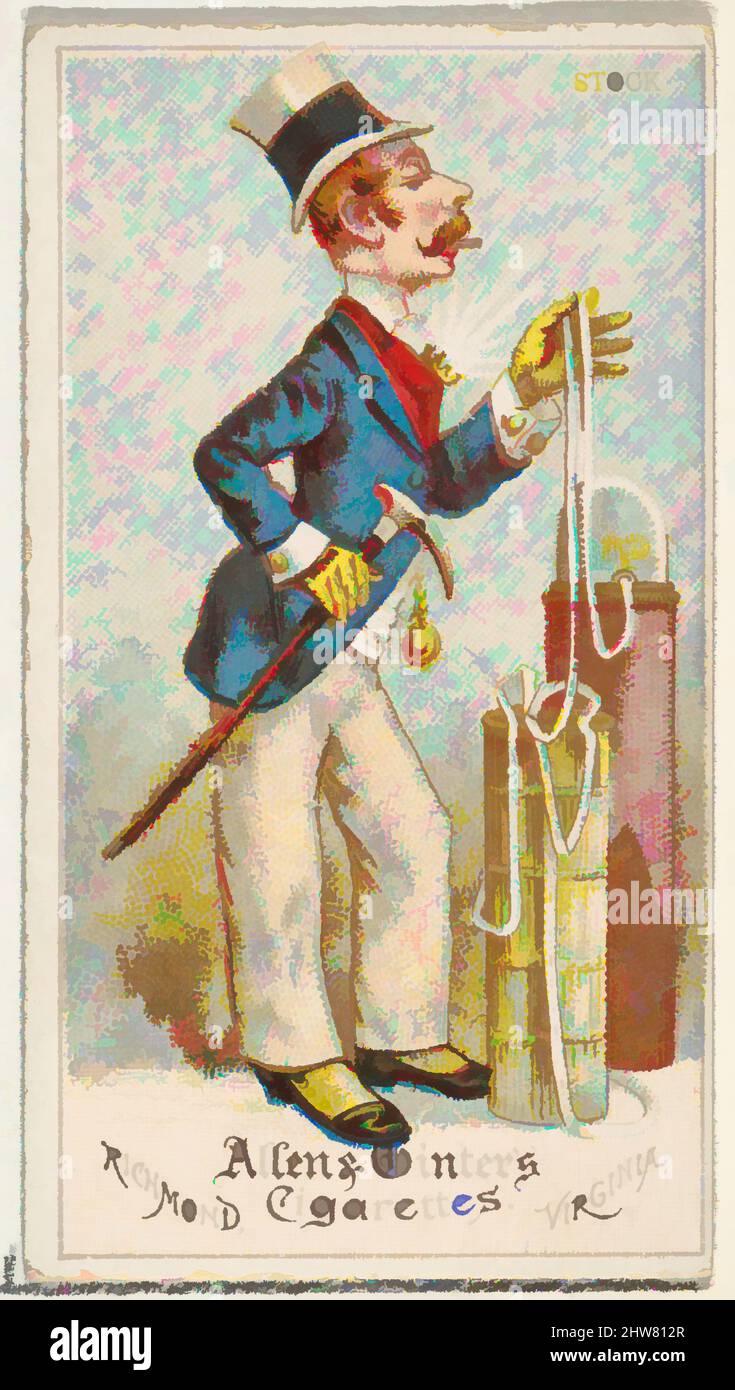 Art Inspired by Stock, from World's Dudes series (N31) for Allen & Ginter Cigarettes, 1888, kommerzielle Farblithographie, Blatt: 2 3/4 x 1 1/2 Zoll (7 x 3,8 cm), Tauschkarten aus der Serie „World's Dudes“ (N31), die 1888 in einem Satz von 50 Karten zur Werbung für die Marke Allen & Ginter herausgegeben wurde, klassische Werke, die von Artotop mit einem Schuss Modernität modernisiert wurden. Formen, Farbe und Wert, auffällige visuelle Wirkung auf Kunst. Emotionen durch Freiheit von Kunstwerken auf zeitgemäße Weise. Eine zeitlose Botschaft, die eine wild kreative neue Richtung verfolgt. Künstler, die sich dem digitalen Medium zuwenden und die Artotop NFT erschaffen Stockfoto