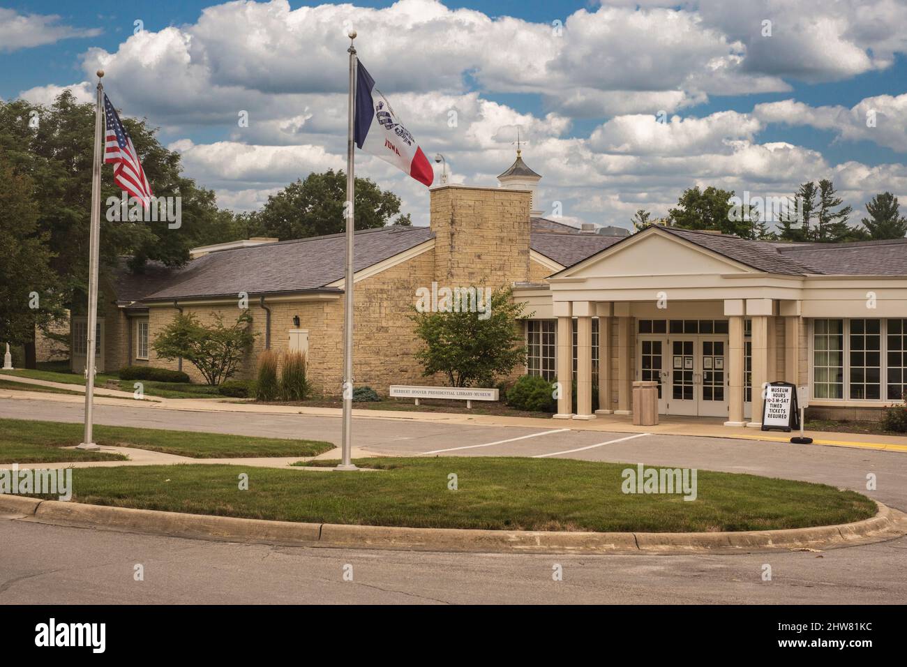 West Branch, Iowa. Herbert Hoover Präsidentenbibliothek und Museum. Stockfoto