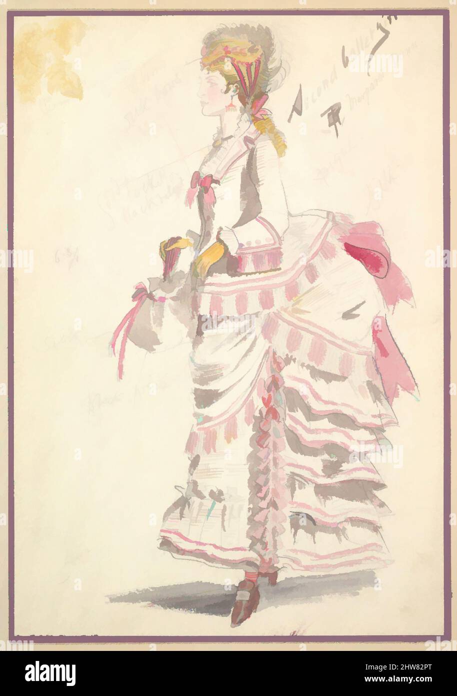 Art Inspired by Costume Design for 'Second Ballet Girl', 1901, Aquarell über Graphit, Halterung: 11 1/16 x 8 1/8 Zoll (28,1 x 20,7 cm), Percy Anderson (Brite, 1850/51–1928 London), Entwurf für das Kostüm für 'Second Ballet Girl' für das Stück 'Captain Jinks of the Horse Marines'. „Classic Works modernisiert von Artotop mit einem Schuss Moderne. Formen, Farbe und Wert, auffällige visuelle Wirkung auf Kunst. Emotionen durch Freiheit von Kunstwerken auf zeitgemäße Weise. Eine zeitlose Botschaft, die eine wild kreative neue Richtung verfolgt. Künstler, die sich dem digitalen Medium zuwenden und die Artotop NFT erschaffen Stockfoto