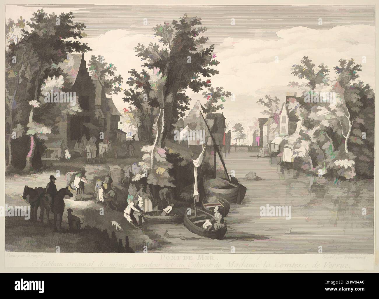 Kunst inspiriert von Sea Port (Port de Mer) nach dem Gemälde in der Sammlung von Madame la Comtesse de Verrue, Radierung und Gravur, Blatt: 7 1/16 x 8 11/16 Zoll (18 x 22 cm), Drucke, Pierre François Beaumont (französisch, 1719 ?–nach 1777), nach Jan Brueghel dem Älteren (Niederlandische, klassische Werke, die von Artotop mit einem Schuss Moderne modernisiert wurden. Formen, Farbe und Wert, auffällige visuelle Wirkung auf Kunst. Emotionen durch Freiheit von Kunstwerken auf zeitgemäße Weise. Eine zeitlose Botschaft, die eine wild kreative neue Richtung verfolgt. Künstler, die sich dem digitalen Medium zuwenden und die Artotop NFT erschaffen Stockfoto