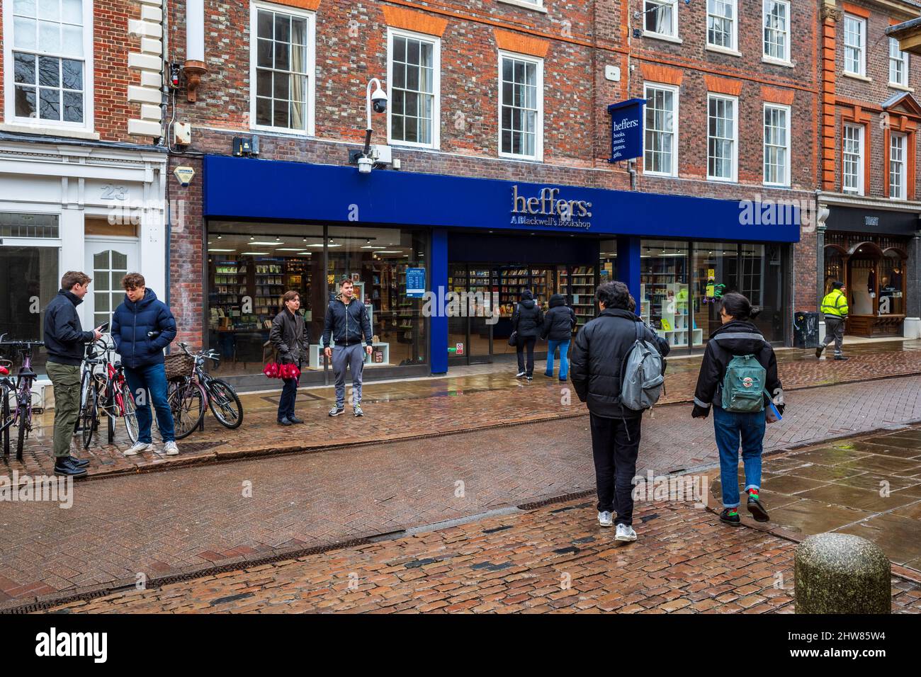 Heffers Bookshop Cambridge - Teil der Blackwells Group, wurde Heffers 1876 in Cambridge gegründet. Heffers Trinity Street Cambridge. Stockfoto