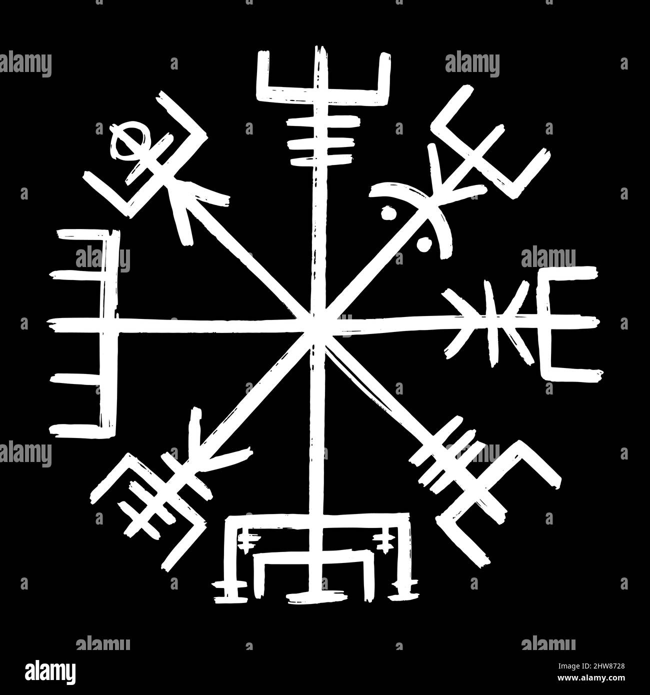 Vegvisir. Viking Compass Grafik Illustration Stock Vektor