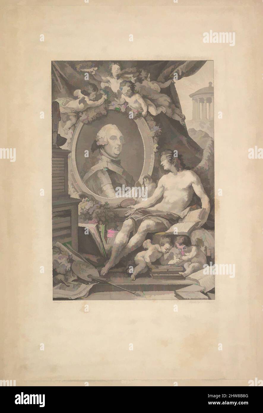 Kunst inspiriert von Portrait von Louis-Philippe, duc d'Orléans, 1778, Radierung und Gravur; vierter Zustand von vier (Bocher), Blatt: 13 7/8 × 9 1/2 Zoll (35,3 × 24,1 cm), Drucke, Augustin de Saint-Aubin (Französisch, Paris 1736–1807 Paris), nach Charles Nicolas Cochin II (Französisch, Paris 1715–1790, Klassische Werke, die von Artotop mit einem Schuss Moderne modernisiert wurden. Formen, Farbe und Wert, auffällige visuelle Wirkung auf Kunst. Emotionen durch Freiheit von Kunstwerken auf zeitgemäße Weise. Eine zeitlose Botschaft, die eine wild kreative neue Richtung verfolgt. Künstler, die sich dem digitalen Medium zuwenden und die Artotop NFT erschaffen Stockfoto