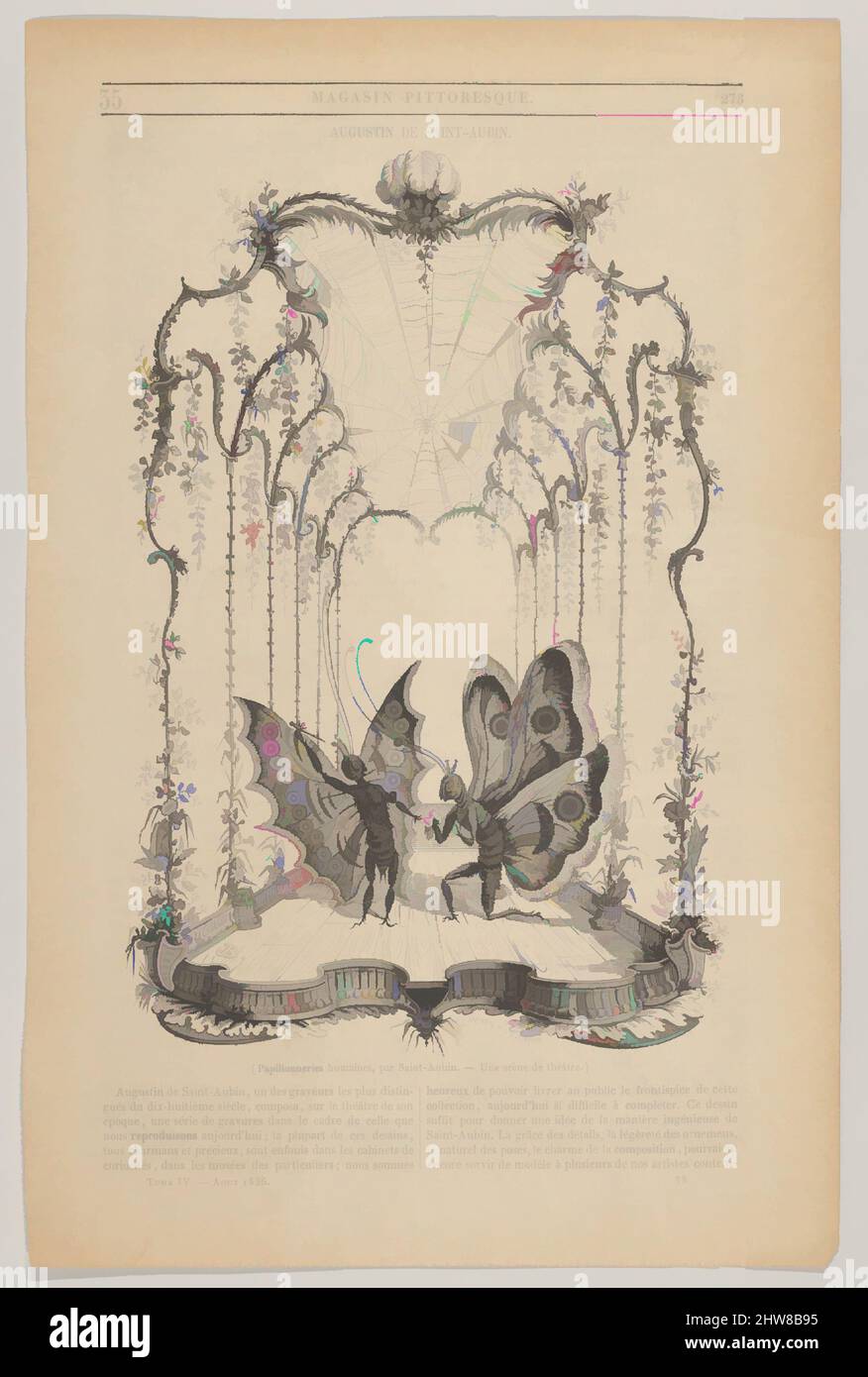 Art inspired by Papillonneries humains, Illustration from the Magasin Pittoresque, veröffentlicht August 1836, Holzstich, Blatt: 11 11/16 × 7 5/8 in. (29,7 × 19,4 cm), Drucke, nach Augustin de Saint-Aubin (Französisch, Paris 1736–1807 Paris, Klassische Werke, die von Artotop mit einem Schuss Moderne modernisiert wurden. Formen, Farbe und Wert, auffällige visuelle Wirkung auf Kunst. Emotionen durch Freiheit von Kunstwerken auf zeitgemäße Weise. Eine zeitlose Botschaft, die eine wild kreative neue Richtung verfolgt. Künstler, die sich dem digitalen Medium zuwenden und die Artotop NFT erschaffen Stockfoto