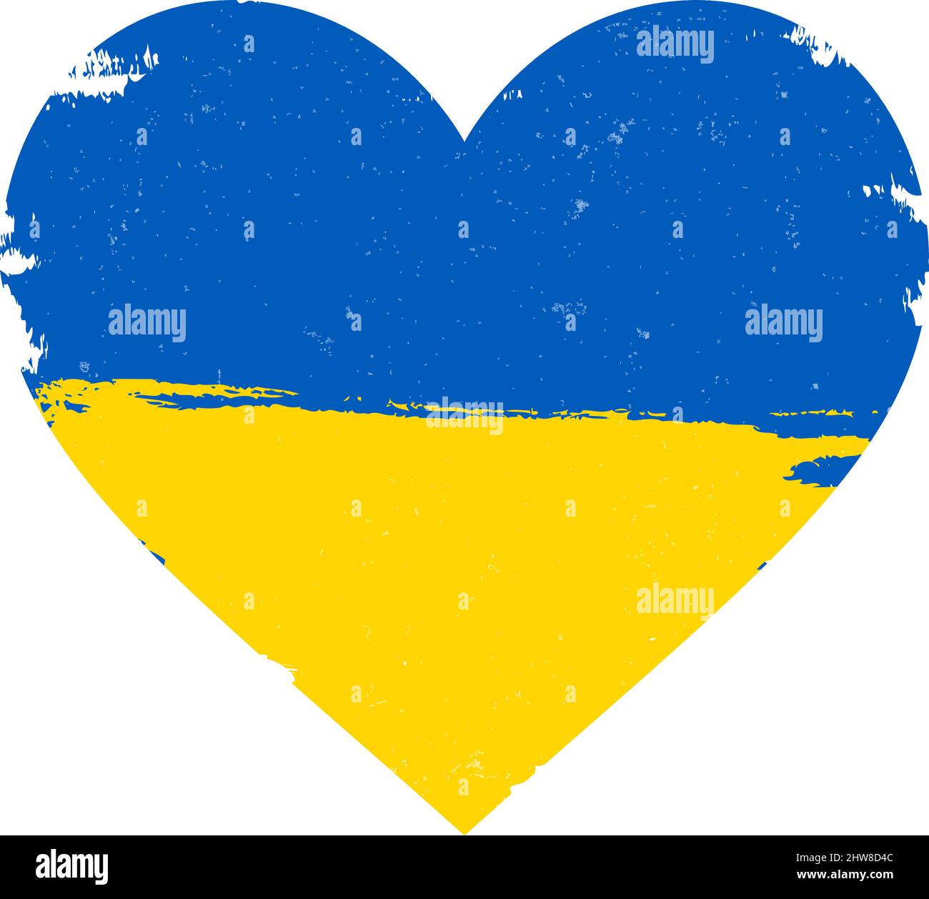 Grungy Herz geformt ukrainische Flagge isoliert auf weiß, Vektor-Illustration Stock Vektor