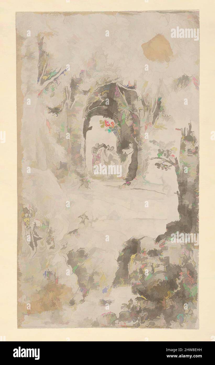 Faunes Dansant (tanzende Faune), aus dem 19. Jahrhundert, Ätzen, Mount: 9 3/8 x 6 1/4 in. (23,8 x 15,8 cm), Drucke, Rodolphe Bresdin (Französisch, Montrelais 1822 - 1885 Sèvres) Stockfoto