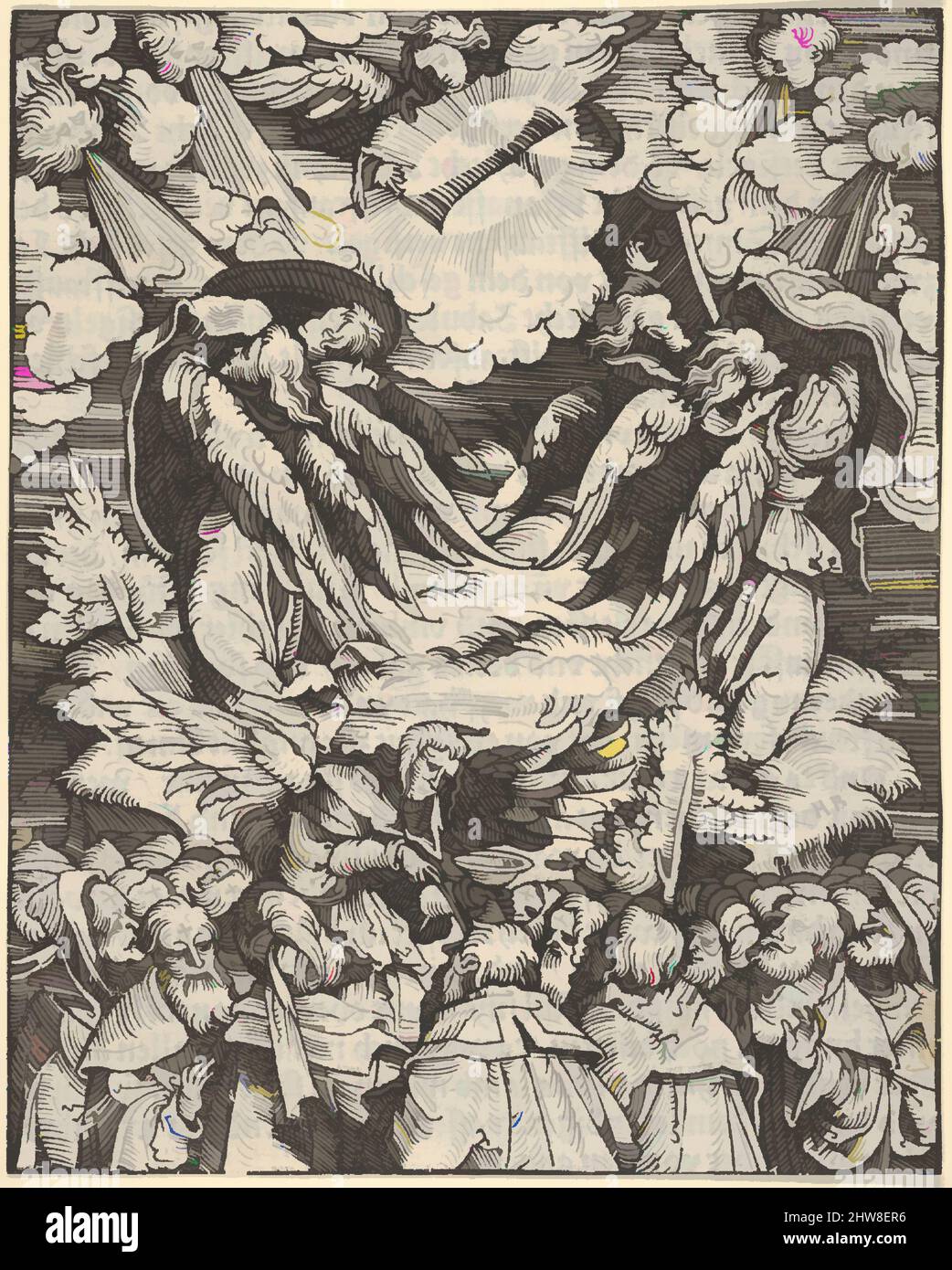 Kunst inspiriert von der Benennung der Auserwählten, aus der Apokalypse, 1523–24, Holzschnitt, Blatt: 6 7/16 × 5 3/16 in. (16,4 × 13,1 cm), Drucke, Hans Burgkmair (deutsch, Augsburg 1473–1531 Augsburg), Tafel 6 aus einer Serie von 21 Holzschnitten mit Szenen aus der Apokalypse für Martin Luthers, Klassische Werke, die von Artotop mit einem Schuss Moderne modernisiert wurden. Formen, Farbe und Wert, auffällige visuelle Wirkung auf Kunst. Emotionen durch Freiheit von Kunstwerken auf zeitgemäße Weise. Eine zeitlose Botschaft, die eine wild kreative neue Richtung verfolgt. Künstler, die sich dem digitalen Medium zuwenden und die Artotop NFT erschaffen Stockfoto