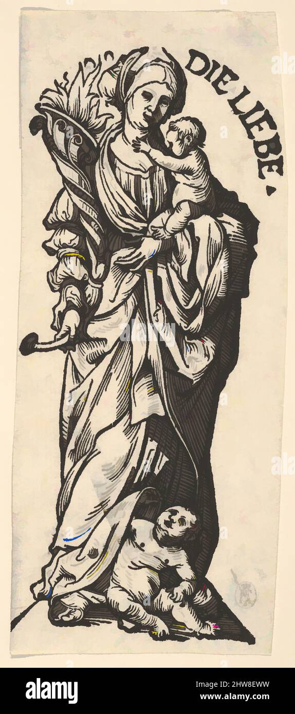 Kunst inspiriert von der Nächstenliebe, aus den Sieben Tugenden, Holzschnitt; dritter Zustand von drei (Hollstein), Blatt: 6 11/16 × 2 7/8 in. (17 × 7,3 cm), Drucke, Hans Burgkmair (deutsch, Augsburg 1473–1531 Augsburg, Klassische Werke, die von Artotop mit einem Schuss Moderne modernisiert wurden. Formen, Farbe und Wert, auffällige visuelle Wirkung auf Kunst. Emotionen durch Freiheit von Kunstwerken auf zeitgemäße Weise. Eine zeitlose Botschaft, die eine wild kreative neue Richtung verfolgt. Künstler, die sich dem digitalen Medium zuwenden und die Artotop NFT erschaffen Stockfoto