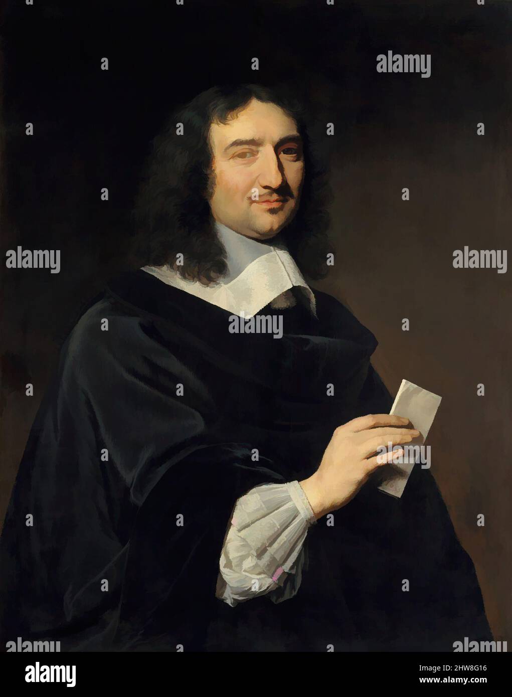 Kunst inspiriert von Jean-Baptiste Colbert (1619–1683), 1655, Öl auf Leinwand, 36 1/4 x 28 1/2 Zoll (92,1 x 72,4 cm), Gemälde, Philippe de Champaigne (Französisch, Brüssel 1602–1674 Paris), 1651 kam Colbert in den Haushalt von Kardinal Mazarin, Hauptberater der Königin Anne von Österreich, Klassische Werke, die von Artotop mit einem Schuss Moderne modernisiert wurden. Formen, Farbe und Wert, auffällige visuelle Wirkung auf Kunst. Emotionen durch Freiheit von Kunstwerken auf zeitgemäße Weise. Eine zeitlose Botschaft, die eine wild kreative neue Richtung verfolgt. Künstler, die sich dem digitalen Medium zuwenden und die Artotop NFT erschaffen Stockfoto
