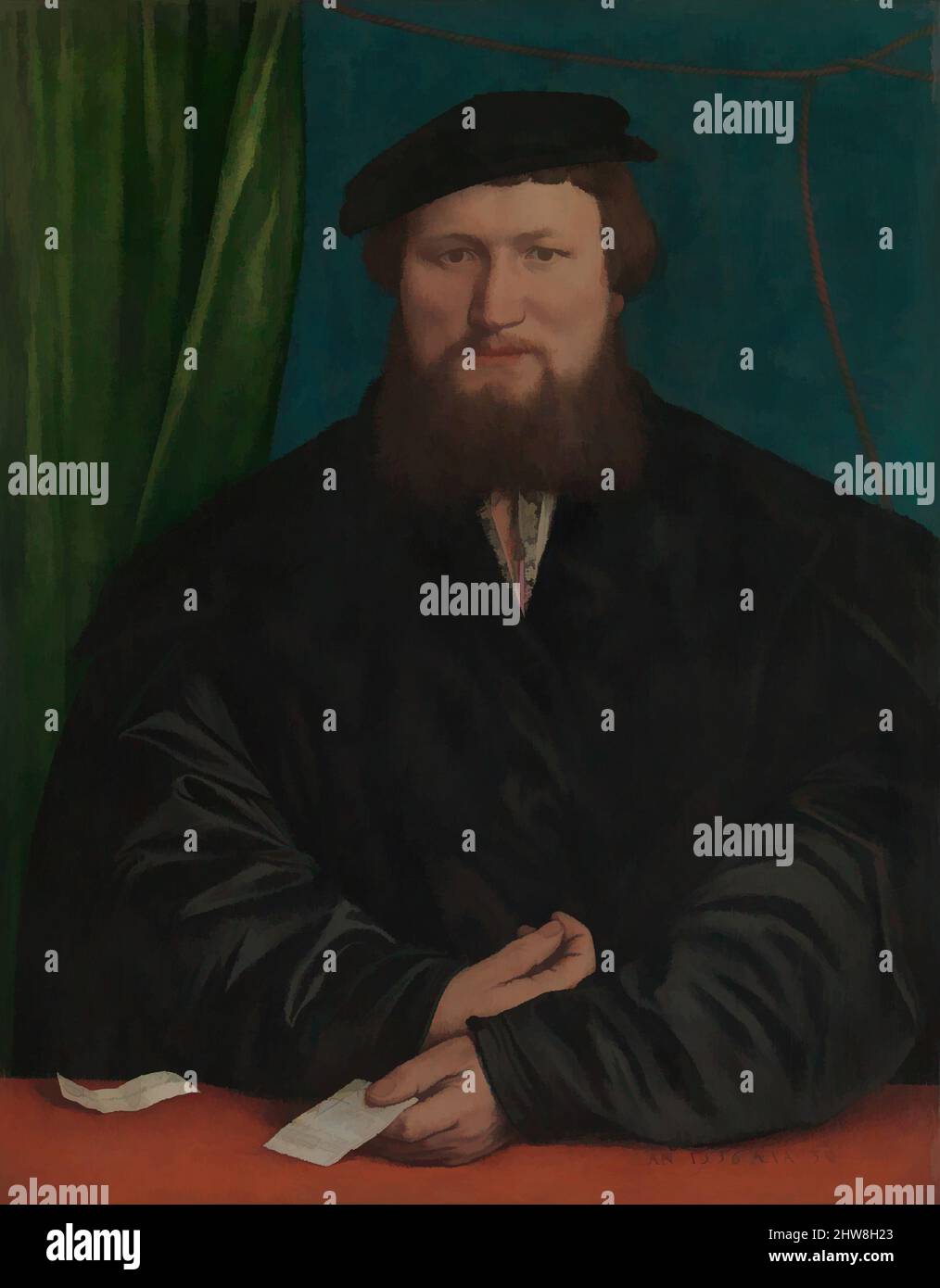 Kunst inspiriert von Derick Berck aus Köln, 1536, Öl auf Leinwand, aus Holz übertragen, 21 x 16 3/4 cm (53,3 x 42,5 cm), Gemälde, Hans Holbein der Jüngere (Deutsch, Augsburg 1497/98–1543 London), Dieses Gemälde gehört zu einer Gruppe von Porträts Hans Holbein für die deutschen Kaufleute von, Klassische Werke modernisiert von Artotop mit einem Schuss Moderne. Formen, Farbe und Wert, auffällige visuelle Wirkung auf Kunst. Emotionen durch Freiheit von Kunstwerken auf zeitgemäße Weise. Eine zeitlose Botschaft, die eine wild kreative neue Richtung verfolgt. Künstler, die sich dem digitalen Medium zuwenden und die Artotop NFT erschaffen Stockfoto Kunst inspiriert von Derick Berck aus Köln, 1536, Öl auf Leinwand, aus Holz übertragen, 21 x 16 3/4 cm (53,3 x 42,5 cm), Gemälde, Hans Holbein der Jüngere (Deutsch, Augsburg 1497/98–1543 London), Dieses Gemälde gehört zu einer Gruppe von Porträts Hans Holbein für die deutschen Kaufleute von, Klassische Werke modernisiert von Artotop mit einem Schuss Moderne. Formen, Farbe und Wert, auffällige visuelle Wirkung auf Kunst. Emotionen durch Freiheit von Kunstwerken auf zeitgemäße Weise. Eine zeitlose Botschaft, die eine wild kreative neue Richtung verfolgt. Künstler, die sich dem digitalen Medium zuwenden und die Artotop NFT erschaffen Stockfoto