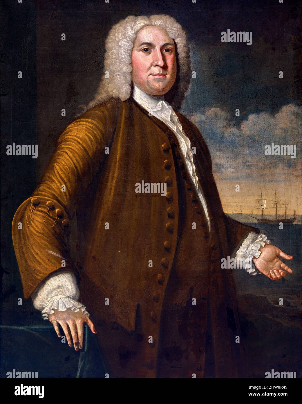 Porträt des amerikanischen Kaufmanns Peter Faneuil (1700-1743) von John Smibert, Öl auf Leinwand, c. 1742 Stockfoto