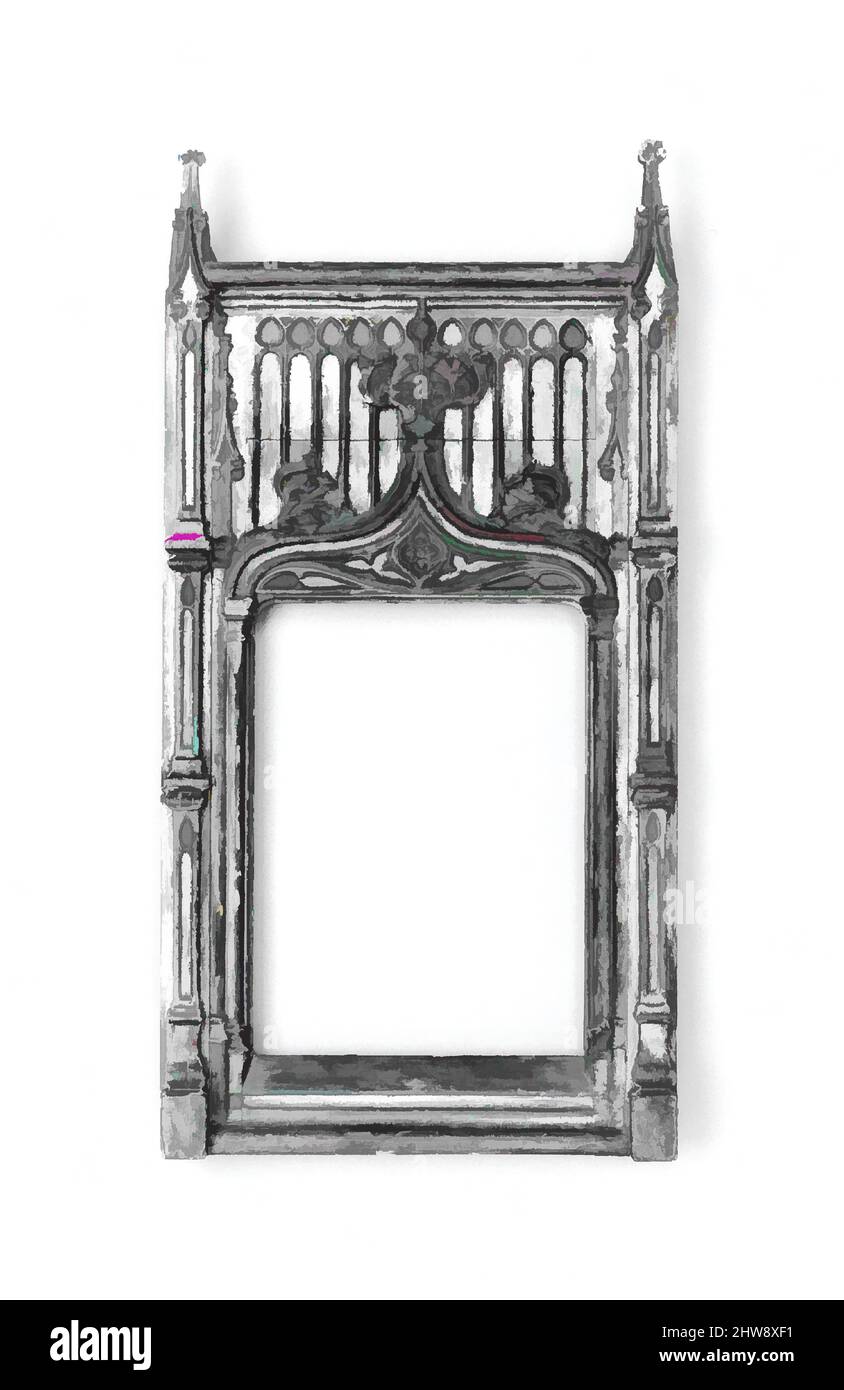 Kunst inspiriert von Tabernakelrahmen, Ende 19. Jahrhundert, Stil Ende 15. Jahrhundert, Spanisch, Burgos, Kiefer, 66 x 34,3, 30 x 21,5, 32,5 x 23,3 cm., Rahmen, Klassisches Werk, modernisiert von Artotop mit einem Schuss Moderne. Formen, Farbe und Wert, auffällige visuelle Wirkung auf Kunst. Emotionen durch Freiheit von Kunstwerken auf zeitgemäße Weise. Eine zeitlose Botschaft, die eine wild kreative neue Richtung verfolgt. Künstler, die sich dem digitalen Medium zuwenden und die Artotop NFT erschaffen Stockfoto