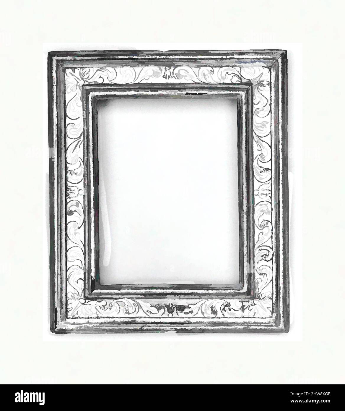 Kunst inspiriert von Cassetta Rahmen, Mitte bis Ende 18. Jahrhundert, Stil Mitte 17. Jahrhundert, Italienisch, Bologna, Pappel, 43,5 x 37, 28 x 21,2, 29,3 x 22,3 cm., Rahmen, Klassisches von Artotop modernisiertes Werk mit einem Schuss Moderne. Formen, Farbe und Wert, auffällige visuelle Wirkung auf Kunst. Emotionen durch Freiheit von Kunstwerken auf zeitgemäße Weise. Eine zeitlose Botschaft, die eine wild kreative neue Richtung verfolgt. Künstler, die sich dem digitalen Medium zuwenden und die Artotop NFT erschaffen Stockfoto