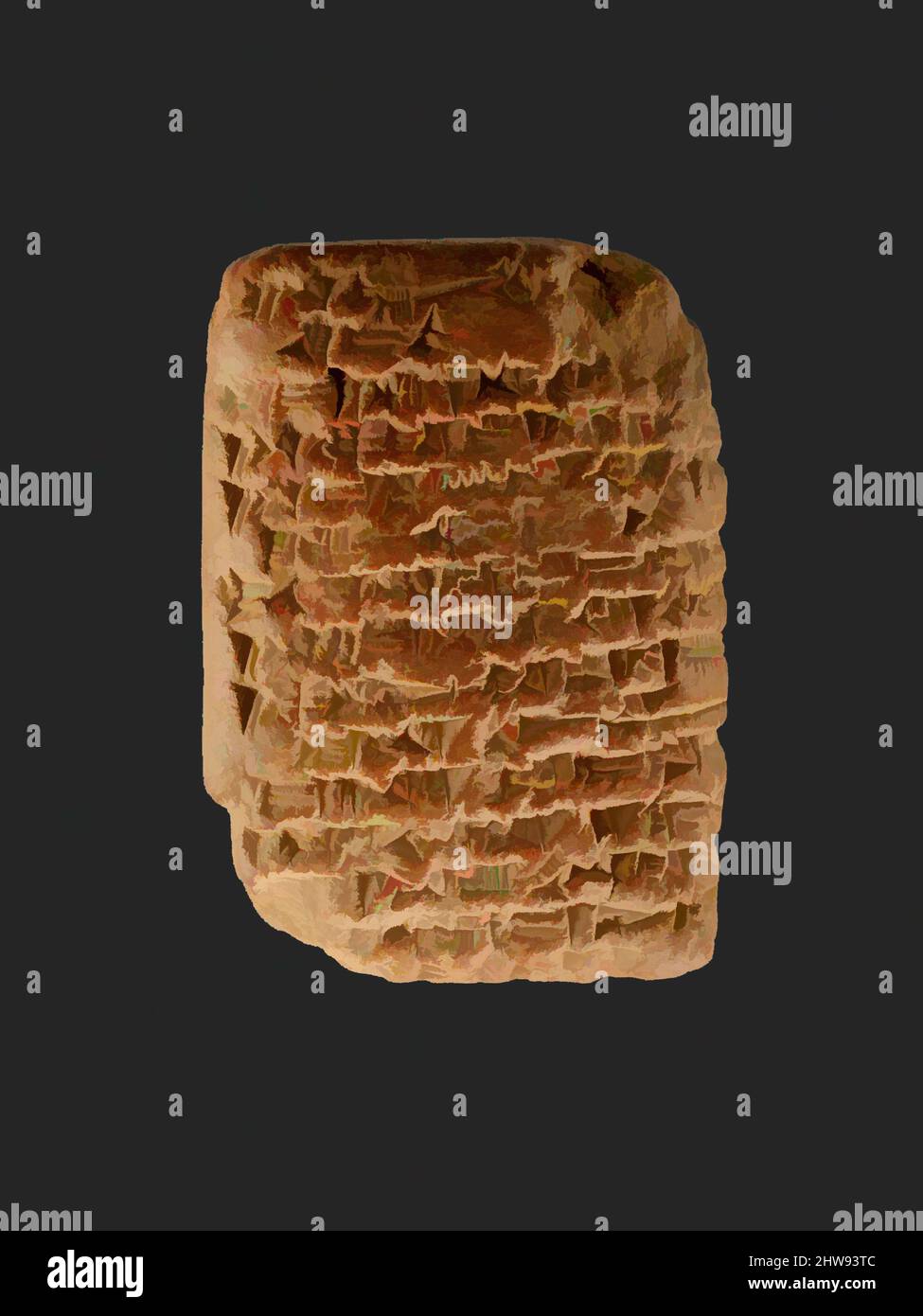 Kunst inspiriert von Amarna Brief: Königlicher Brief von Ashur-uballit, dem König von Assyrien, an den König von Ägypten, Neues Königreich, Amarna-Zeit, Dynastie 18, ca. 1353–1336 v. Chr., aus Ägypten; wahrscheinlich aus Mittelägypten, Amarna (Akhetaten), Ton, H. 7,7 cm (3 1/16 in.); W. 5,5 cm (2 3/16 in.), Dies, Klassisches Werk, das von Artotop mit einem Schuss Moderne modernisiert wurde. Formen, Farbe und Wert, auffällige visuelle Wirkung auf Kunst. Emotionen durch Freiheit von Kunstwerken auf zeitgemäße Weise. Eine zeitlose Botschaft, die eine wild kreative neue Richtung verfolgt. Künstler, die sich dem digitalen Medium zuwenden und die Artotop NFT erschaffen Stockfoto