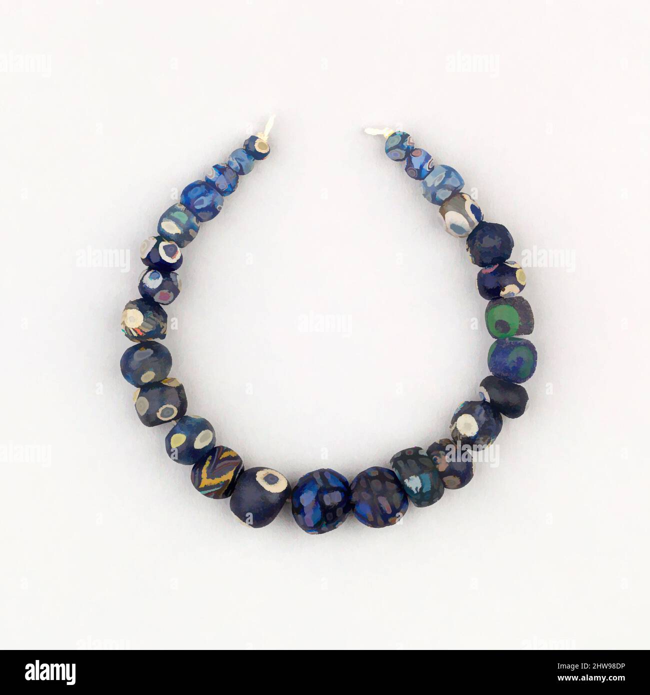 Kunst inspiriert von String of 27 Eyed Beads, Römerzeit oder später, 1.–Mitte 4. Jahrhundert oder später, aus Ägypten, Glas, Klassische Werke, die von Artotop mit einem Schuss Moderne modernisiert wurden. Formen, Farbe und Wert, auffällige visuelle Wirkung auf Kunst. Emotionen durch Freiheit von Kunstwerken auf zeitgemäße Weise. Eine zeitlose Botschaft, die eine wild kreative neue Richtung verfolgt. Künstler, die sich dem digitalen Medium zuwenden und die Artotop NFT erschaffen Stockfoto