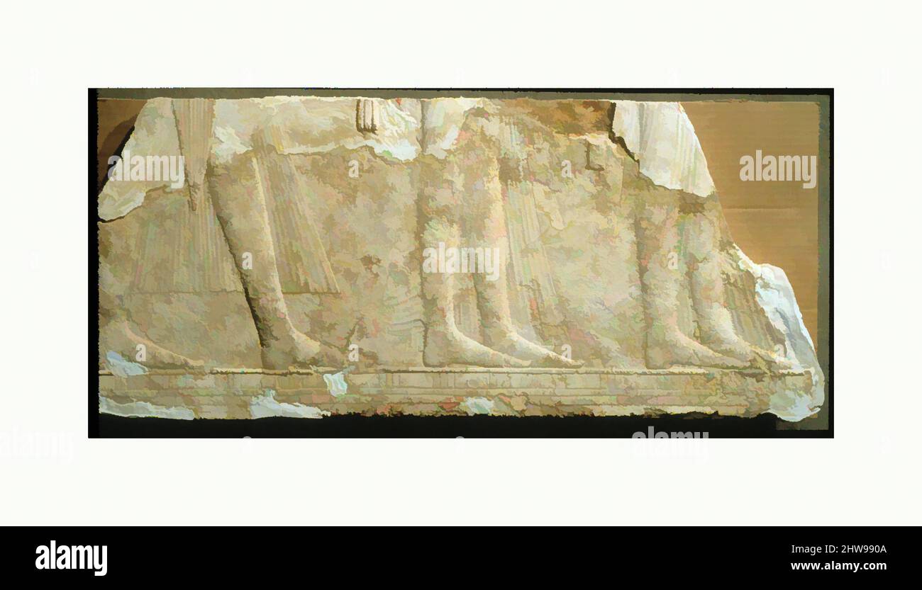 Kunst inspiriert von Relief an der Südwand einer Kapelle von Ramesses I, New Kingdom, Ramesside, Dynasty 19, ca. 1295–1294 v. Chr., aus Ägypten, Nord-Oberägypten, Abydos, Tempel von Sety I, nördlich der NE-Ecke, Kapelle von Ramesses I, Kalkstein, Ramesses I, erster König der Dynastie 19, war ein, klassisches Werk, das von Artotop mit einem Schuss Moderne modernisiert wurde. Formen, Farbe und Wert, auffällige visuelle Wirkung auf Kunst. Emotionen durch Freiheit von Kunstwerken auf zeitgemäße Weise. Eine zeitlose Botschaft, die eine wild kreative neue Richtung verfolgt. Künstler, die sich dem digitalen Medium zuwenden und die Artotop NFT erschaffen Stockfoto