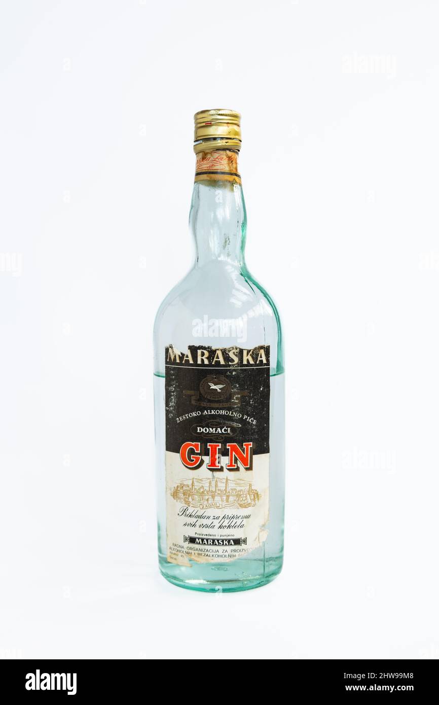 Maraska Gin Vintage Gin Flasche Stockfoto