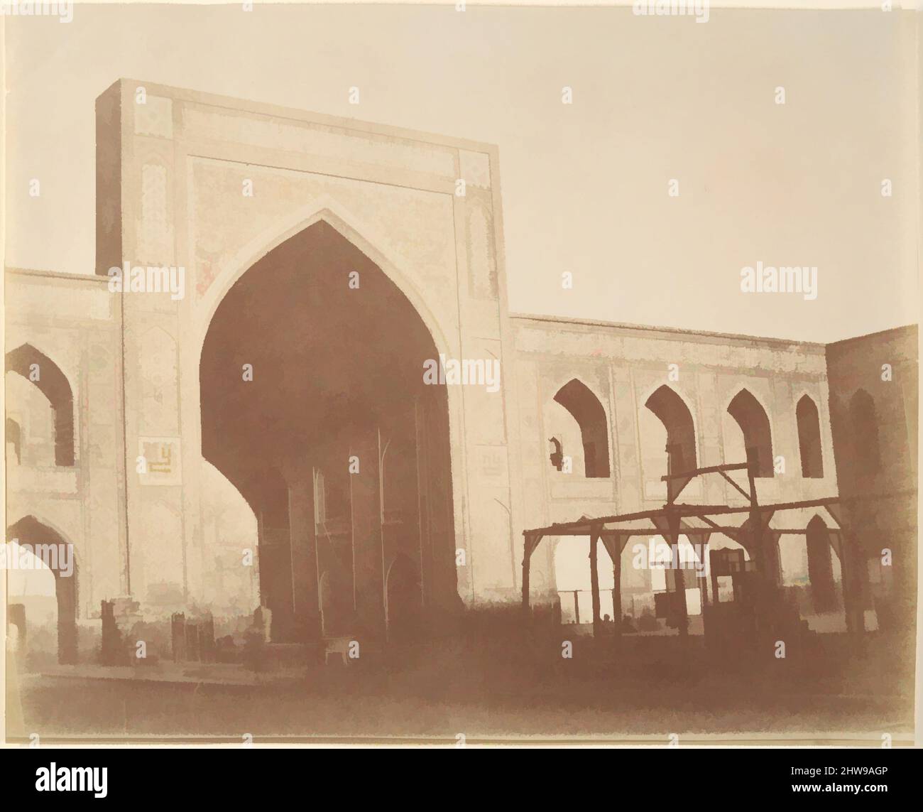 Kunst inspiriert vom Hof der Moschee Gawhar Shad, MESHED, 1418 (?), 1840s–60s, Silberalbumen-Druck, Fotografien, möglicherweise von Luigi Pesce (Italienisch, 1818–1891, Klassische Werke, die von Artotop mit einem Schuss Moderne modernisiert wurden. Formen, Farbe und Wert, auffällige visuelle Wirkung auf Kunst. Emotionen durch Freiheit von Kunstwerken auf zeitgemäße Weise. Eine zeitlose Botschaft, die eine wild kreative neue Richtung verfolgt. Künstler, die sich dem digitalen Medium zuwenden und die Artotop NFT erschaffen Stockfoto