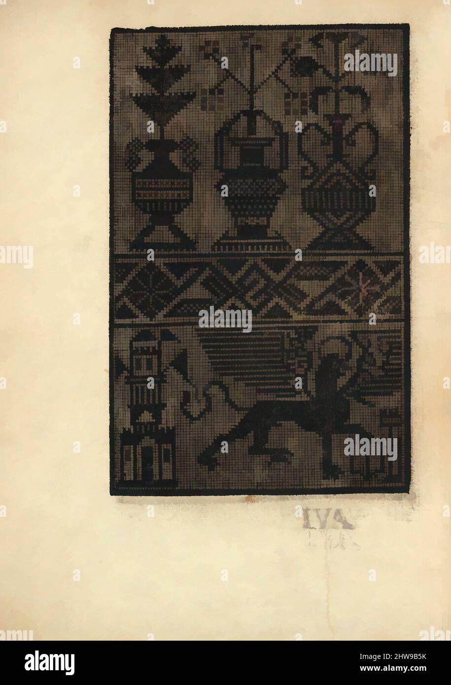 Kunst inspiriert von Esemplario di Lauori..., Seite 4 (verso), 1. August 1532, Holzschnitt, Insgesamt: 8 7/16 x 6 5/16 Zoll (21,5 x 16 cm), ursprünglich veröffentlicht von Giovanni Andrea Vavassore, italienisch, aktiv 16. Jahrhundert, Venedig, entworfen von Florio Vavassore (Giovanni's Bruder), italienisch, aktiv, Klassische Werke, die von Artotop mit einem Schuss Moderne modernisiert wurden. Formen, Farbe und Wert, auffällige visuelle Wirkung auf Kunst. Emotionen durch Freiheit von Kunstwerken auf zeitgemäße Weise. Eine zeitlose Botschaft, die eine wild kreative neue Richtung verfolgt. Künstler, die sich dem digitalen Medium zuwenden und die Artotop NFT erschaffen Stockfoto