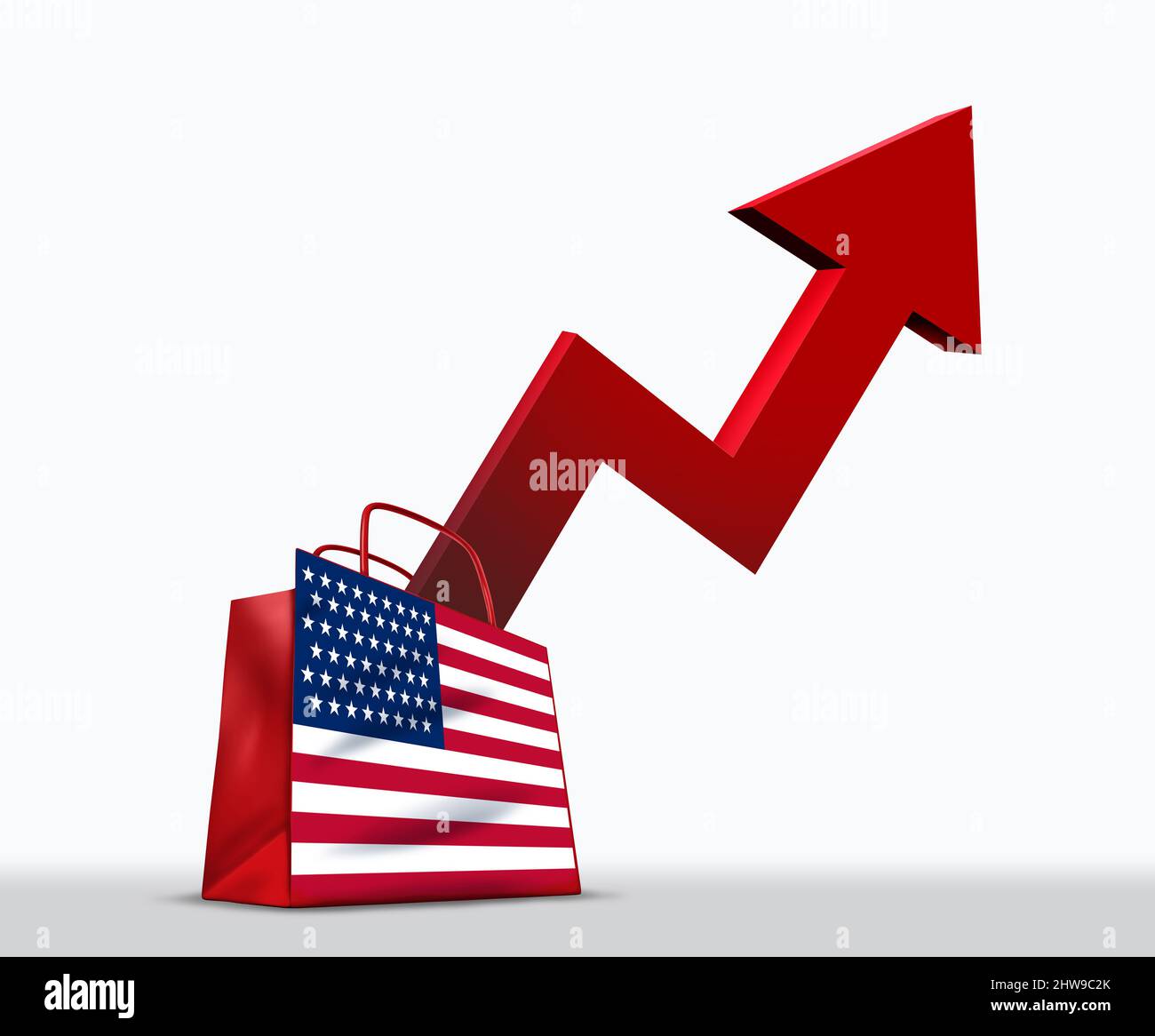 Inflation und steigende Zinsen in den USA finanzieren und inflationäres Wirtschaftskonzept als einen Anstieg der Gas- und Ölpreise oder als Anstieg der Verbraucherpreise. Stockfoto