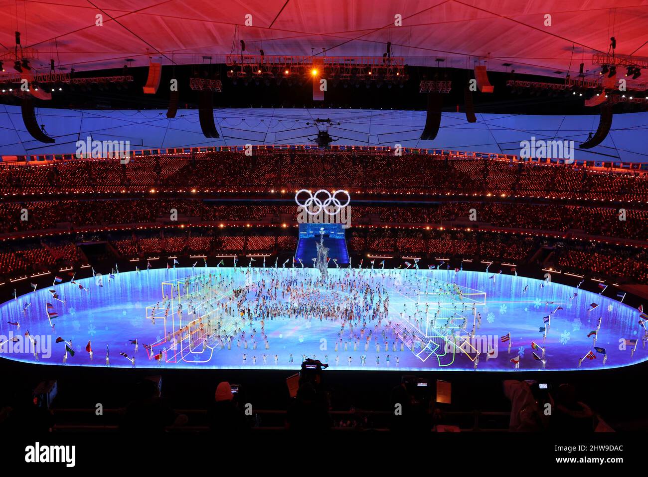 Gesamtansicht, 20. FEBRUAR 2022 : Abschlusszeremonie der Olympischen Winterspiele 2022 in Peking im Nationalstadion in Peking, China. NUR VERKÄUFE MIT URSPRUNG IN DEN USA Stockfoto
