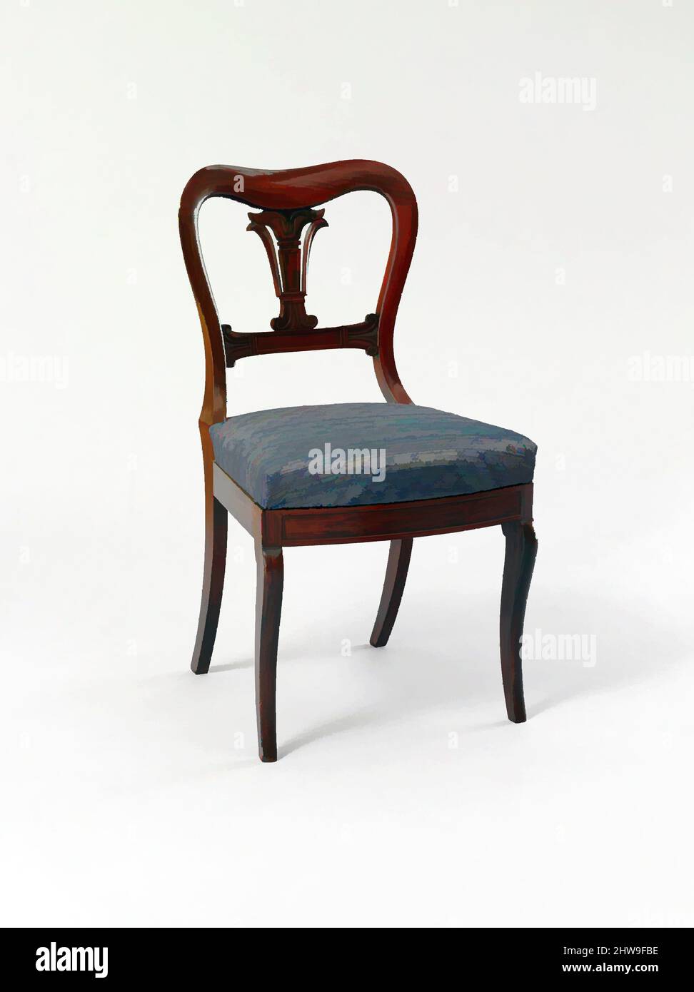 Kunst inspiriert von Side Chair, ca. 1830, hergestellt in New York, New York, USA, Amerikaner, Rosewood, Esche, 32 3/4 x 17 5/16 x 18 3/16 Zoll (83,2 x 44 x 46,2 cm), Möbel, möglicherweise aus der Werkstatt von Duncan Phyfe (1770–1854), Duncan Phyfe & Sons (1837–1840, aktives New York), AS, Classic Works modernisiert von Artotop mit einem Schuss Moderne. Formen, Farbe und Wert, auffällige visuelle Wirkung auf Kunst. Emotionen durch Freiheit von Kunstwerken auf zeitgemäße Weise. Eine zeitlose Botschaft, die eine wild kreative neue Richtung verfolgt. Künstler, die sich dem digitalen Medium zuwenden und die Artotop NFT erschaffen Stockfoto