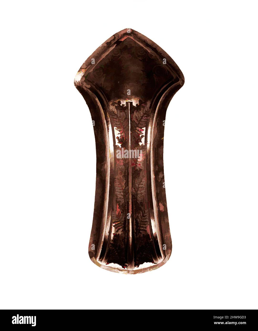 Kunst inspiriert von einem Full-Size-Muster für Facsimiles des äußeren Griffs der Bryant Vase, ca. 1875, hergestellt in New York, New York, USA, Amerikaner, Kupfer, Metalllegierung, Blei, 14 × 6 1/4 × 3 1/2 in., 33 lb. (35,6 × 15,9 × 8,9 cm, 15 kg), Metal, Tiffany & Co. (1837–heute), Wenn, Classic Works modernisiert von Artotop mit einem Schuss Moderne. Formen, Farbe und Wert, auffällige visuelle Wirkung auf Kunst. Emotionen durch Freiheit von Kunstwerken auf zeitgemäße Weise. Eine zeitlose Botschaft, die eine wild kreative neue Richtung verfolgt. Künstler, die sich dem digitalen Medium zuwenden und die Artotop NFT erschaffen Stockfoto