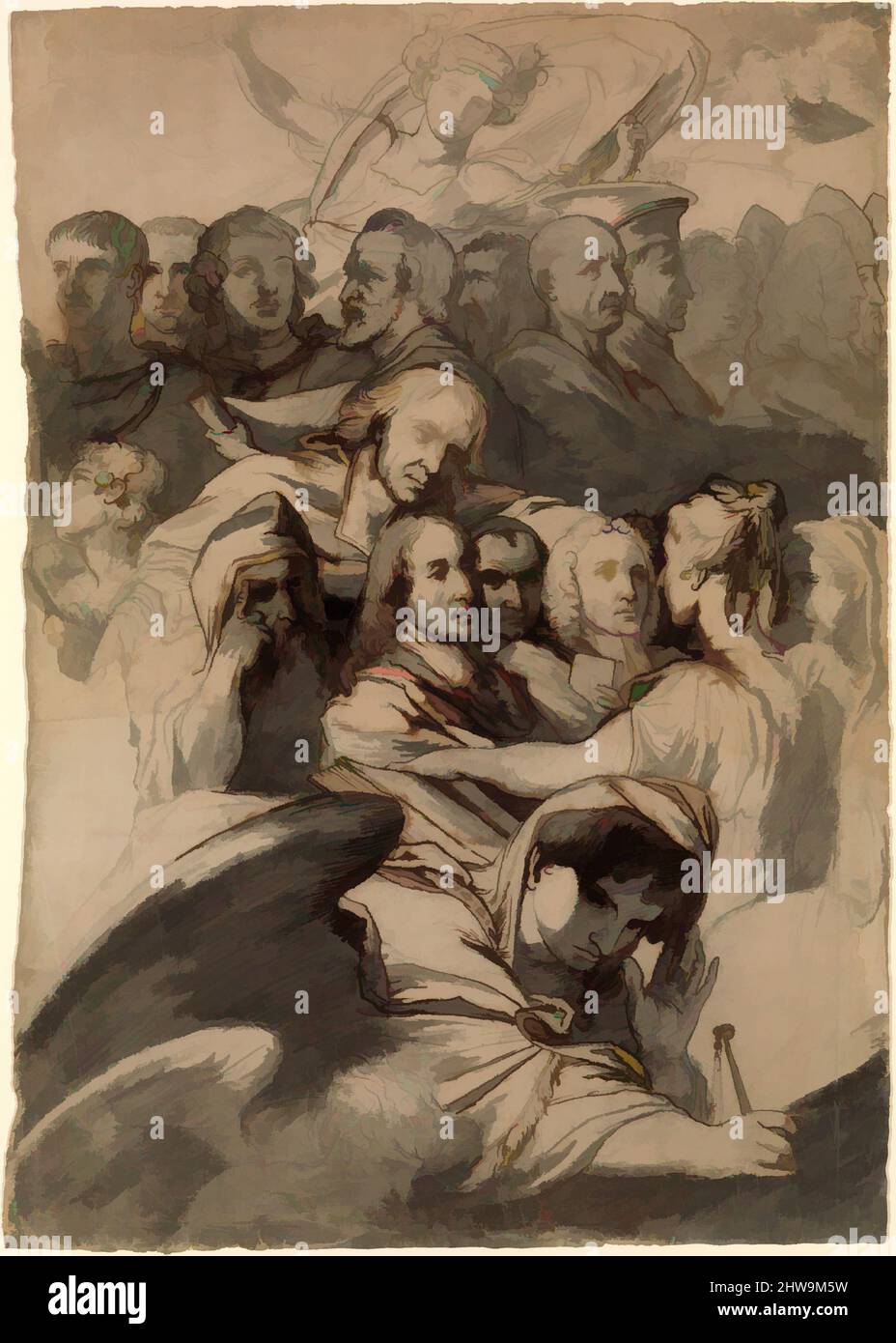 Kunst inspiriert von Zeichnungen und Druckgrafiken, Zeichnung, Studie für Göttliche Gerechtigkeit, Künstler, James Barry, Irish, Cork 1741–1806 London, Barry, James, Irish, Classic Works modernisiert von Artotop mit einem Schuss Moderne. Formen, Farbe und Wert, auffällige visuelle Wirkung auf Kunst. Emotionen durch Freiheit von Kunstwerken auf zeitgemäße Weise. Eine zeitlose Botschaft, die eine wild kreative neue Richtung verfolgt. Künstler, die sich dem digitalen Medium zuwenden und die Artotop NFT erschaffen Stockfoto