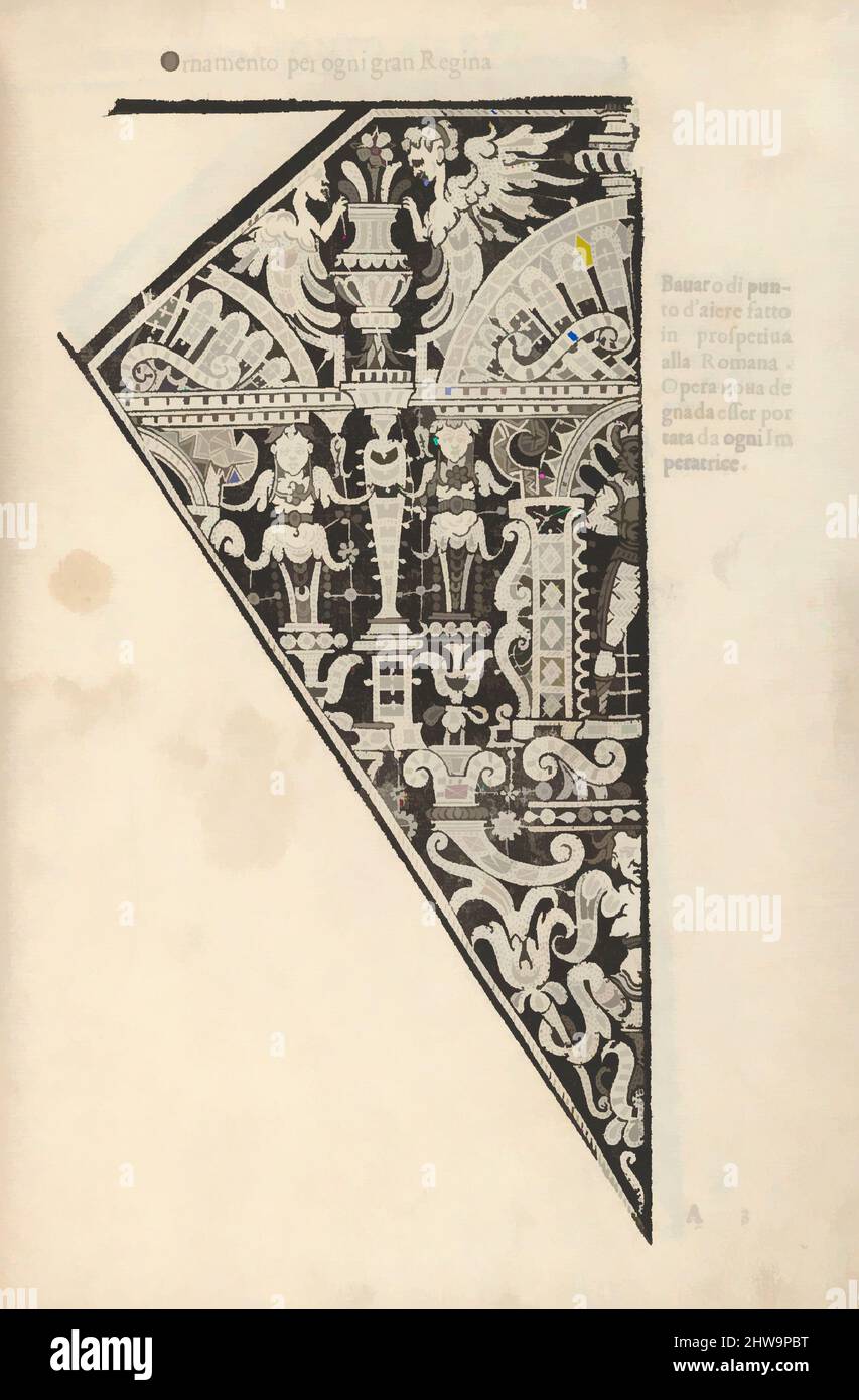 Kunst inspiriert von Zeichnungen und Drucken, Buchdrucke Ornament & Architektur, Ornamento nobile...Fatta da Lucretia Romana (Libro V der Corona, Klassische Werke von Artotop mit einem Schuss Moderne modernisiert. Formen, Farbe und Wert, auffällige visuelle Wirkung auf Kunst. Emotionen durch Freiheit von Kunstwerken auf zeitgemäße Weise. Eine zeitlose Botschaft, die eine wild kreative neue Richtung verfolgt. Künstler, die sich dem digitalen Medium zuwenden und die Artotop NFT erschaffen Stockfoto