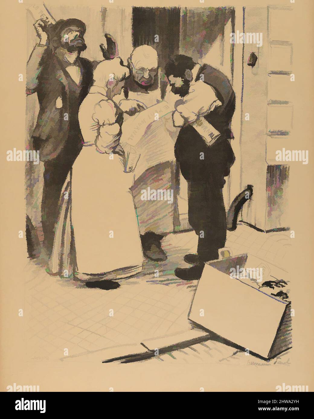 Kunst inspiriert von Papa de M. Judet (aus La Feuille), René-Georges Hermann-Paul (französisch, Paris 1874–1940 Saintes-Maries-de-la-Mer), 1897–1899, Klassische Werke, die von Artotop mit einem Schuss Moderne modernisiert wurden. Formen, Farbe und Wert, auffällige visuelle Wirkung auf Kunst. Emotionen durch Freiheit von Kunstwerken auf zeitgemäße Weise. Eine zeitlose Botschaft, die eine wild kreative neue Richtung verfolgt. Künstler, die sich dem digitalen Medium zuwenden und die Artotop NFT erschaffen Stockfoto