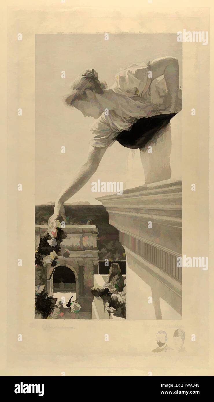 Kunst inspiriert von Zeichnungen und Druckgrafiken, Print, God Speed, Publisher, Artist, Etcher, After, Léon Henri Lefevre, Sir Lawrence Alma-Tadema, Klassisches Werk, das von Artotop mit einem Schuss Moderne modernisiert wurde. Formen, Farbe und Wert, auffällige visuelle Wirkung auf Kunst. Emotionen durch Freiheit von Kunstwerken auf zeitgemäße Weise. Eine zeitlose Botschaft, die eine wild kreative neue Richtung verfolgt. Künstler, die sich dem digitalen Medium zuwenden und die Artotop NFT erschaffen Stockfoto