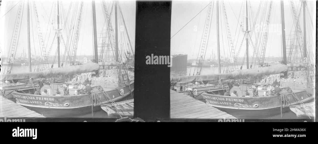 Hafen von 'La Boca' im Viertel 'La Boca'. Buenos Aires, Argentinien. Anfänge des 20.. Jahrhunderts. Stockfoto