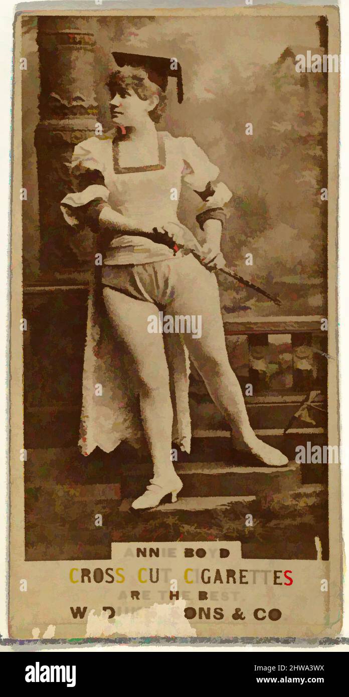 Kunst inspiriert von Zeichnungen und Druckgrafiken, Fotografie, Annie Boyd, aus der Schauspielerserie von Duke Sons & Co, Classic Works modernisiert von Artotop mit einem Schuss Moderne. Formen, Farbe und Wert, auffällige visuelle Wirkung auf Kunst. Emotionen durch Freiheit von Kunstwerken auf zeitgemäße Weise. Eine zeitlose Botschaft, die eine wild kreative neue Richtung verfolgt. Künstler, die sich dem digitalen Medium zuwenden und die Artotop NFT erschaffen Stockfoto