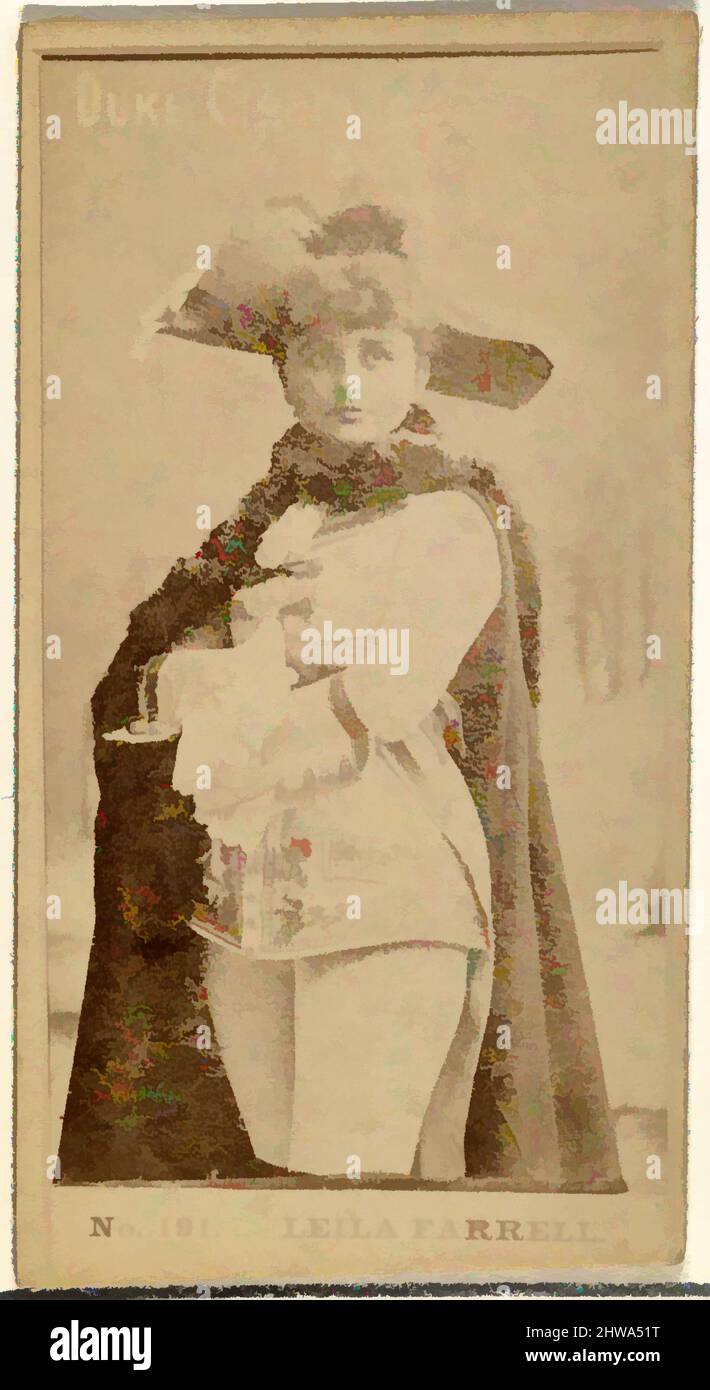 Kunst inspiriert von Zeichnungen und Druckgrafiken, Fotografie, Kartennummer 191, Leila Farrell, aus der Schauspielerserie von Duke Sons & Co, Classic Works modernisiert von Artotop mit einem Schuss Moderne. Formen, Farbe und Wert, auffällige visuelle Wirkung auf Kunst. Emotionen durch Freiheit von Kunstwerken auf zeitgemäße Weise. Eine zeitlose Botschaft, die eine wild kreative neue Richtung verfolgt. Künstler, die sich dem digitalen Medium zuwenden und die Artotop NFT erschaffen Stockfoto