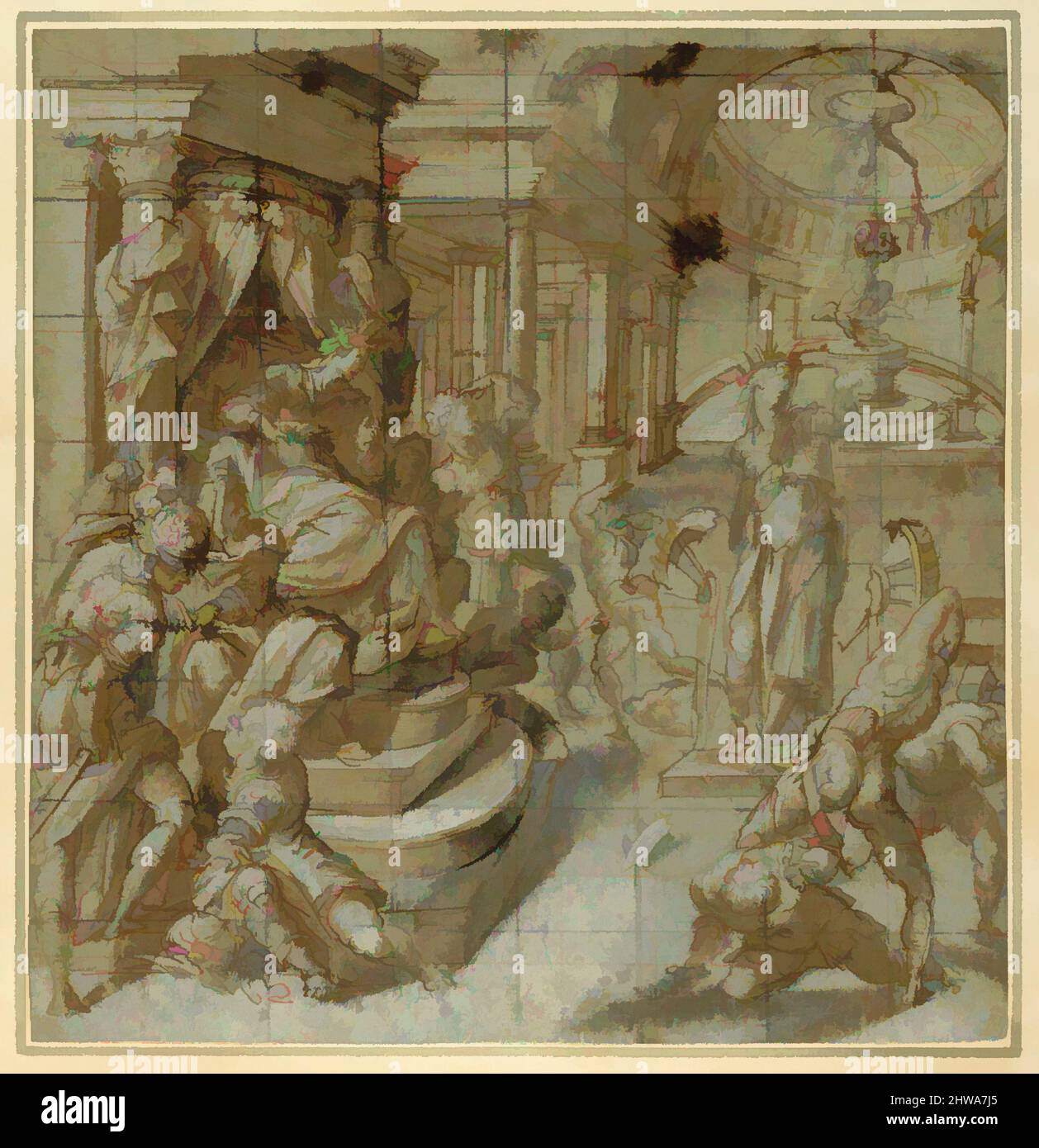 Kunst inspiriert von Zeichnungen und Drucken, Zeichnung, das Martyrium der heiligen Katharina von Alexandria, Künstler, Carlo Portelli, Italienisch, Loro Ciuffena, Klassische Werke, die von Artotop mit einem Hauch von Moderne modernisiert wurden. Formen, Farbe und Wert, auffällige visuelle Wirkung auf Kunst. Emotionen durch Freiheit von Kunstwerken auf zeitgemäße Weise. Eine zeitlose Botschaft, die eine wild kreative neue Richtung verfolgt. Künstler, die sich dem digitalen Medium zuwenden und die Artotop NFT erschaffen Stockfoto