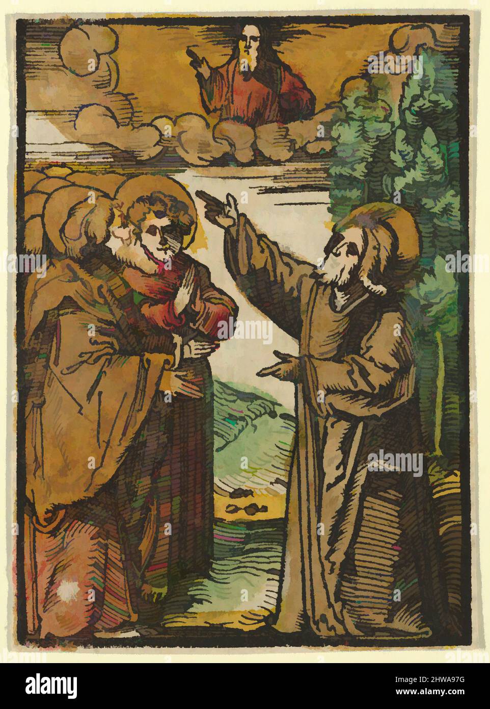 Kunst inspiriert von Zeichnungen und Druckgrafiken, Print, Christ talking about his Return to the Father, from das Plenarium, Artist, Hans Schäufelein, Klassische Werke, die von Artotop mit einem Schuss Moderne modernisiert wurden. Formen, Farbe und Wert, auffällige visuelle Wirkung auf Kunst. Emotionen durch Freiheit von Kunstwerken auf zeitgemäße Weise. Eine zeitlose Botschaft, die eine wild kreative neue Richtung verfolgt. Künstler, die sich dem digitalen Medium zuwenden und die Artotop NFT erschaffen Stockfoto