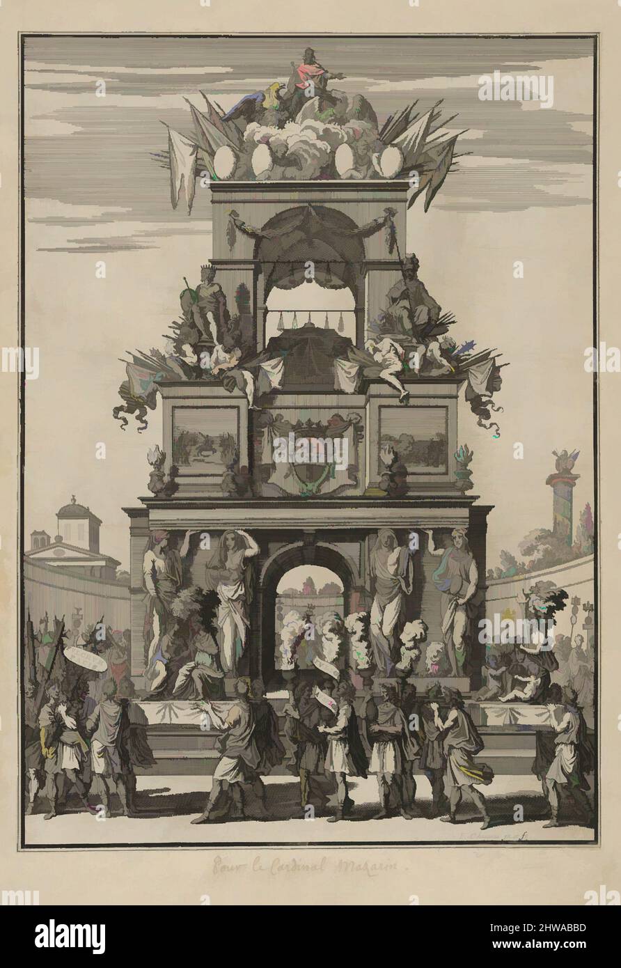 Kunst inspiriert von Zeichnungen und Drucken, Print, Fete, Ornament & Architektur, Triumphbogen errichtet zu Ehren von Kardinal Mazarin nach dem Vertrag, Klassische Werke von Artotop mit einem Schuss Moderne modernisiert. Formen, Farbe und Wert, auffällige visuelle Wirkung auf Kunst. Emotionen durch Freiheit von Kunstwerken auf zeitgemäße Weise. Eine zeitlose Botschaft, die eine wild kreative neue Richtung verfolgt. Künstler, die sich dem digitalen Medium zuwenden und die Artotop NFT erschaffen Stockfoto