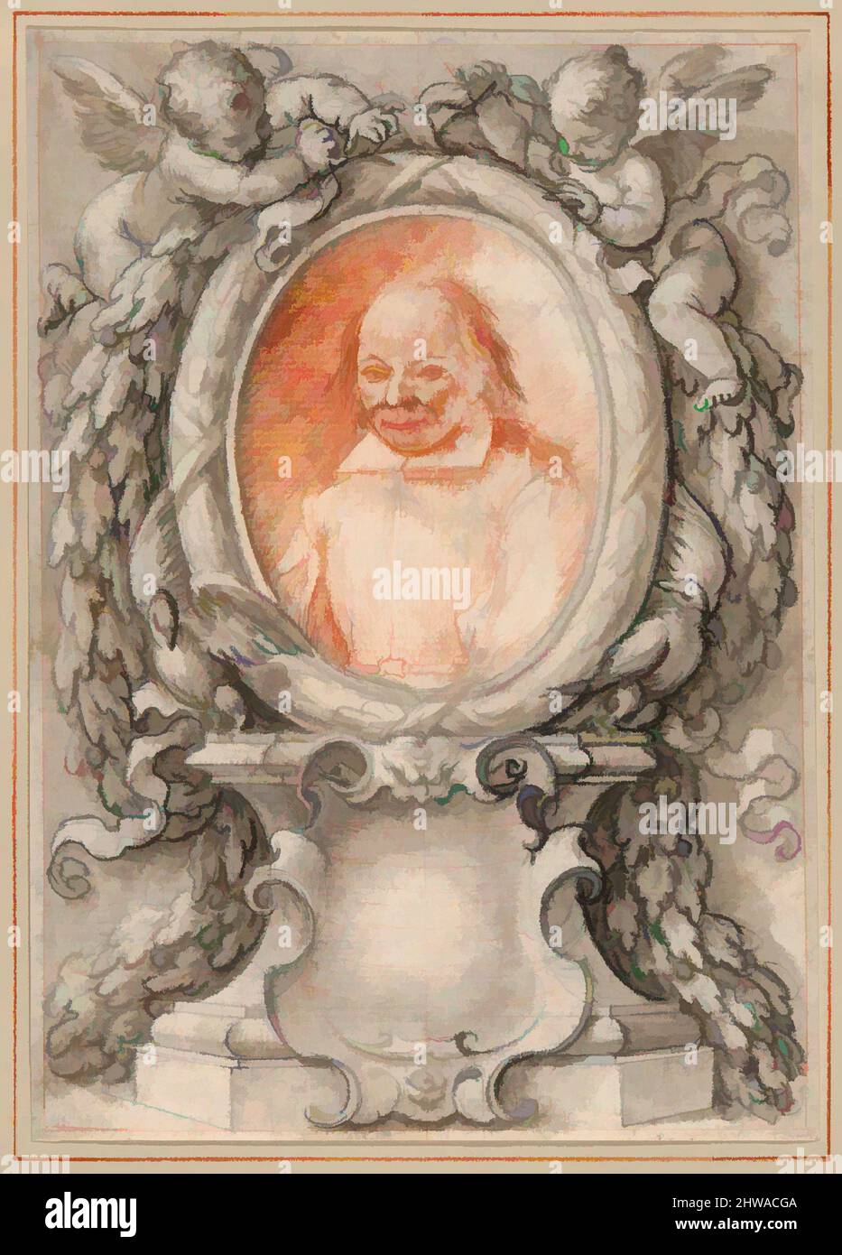 Kunst inspiriert von Zeichnungen und Druckgrafiken, Zeichnungen, Oval Portrait of a man in an Elaborate Frame with a Cartouche, Künstler, Antonino Grano, Italienisch, Klassische Werke von Artotop mit einem Schuss Moderne modernisiert. Formen, Farbe und Wert, auffällige visuelle Wirkung auf Kunst. Emotionen durch Freiheit von Kunstwerken auf zeitgemäße Weise. Eine zeitlose Botschaft, die eine wild kreative neue Richtung verfolgt. Künstler, die sich dem digitalen Medium zuwenden und die Artotop NFT erschaffen Stockfoto