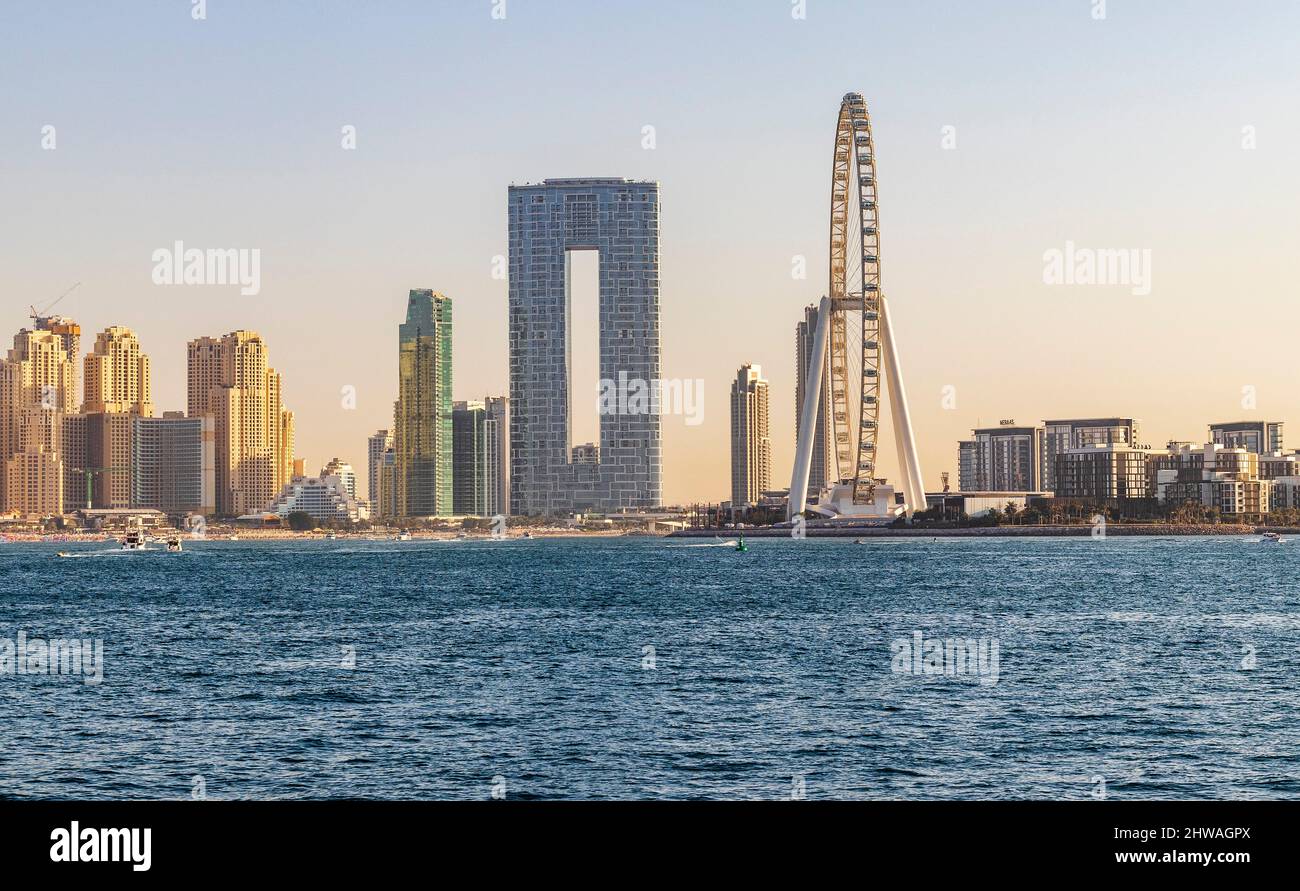 Dubai, VAE - 02.20.2022 höchstes Riesenrad der Welt Ain Dubai, in Blue Waters bei Meraas in Dubai, VAE Stockfoto