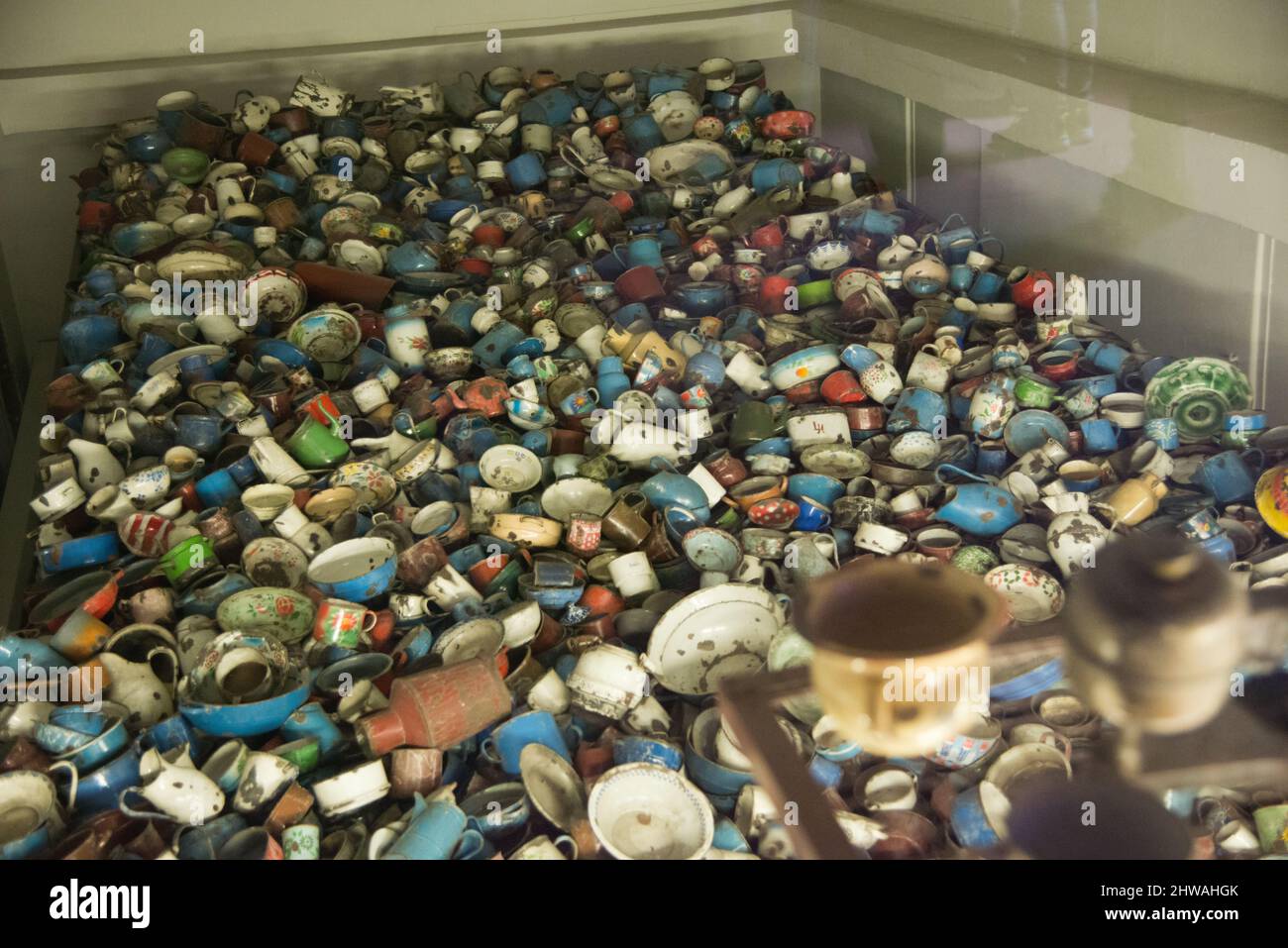 Küchengeräte der Opfer in Auschwitz-Birkenau Stockfoto