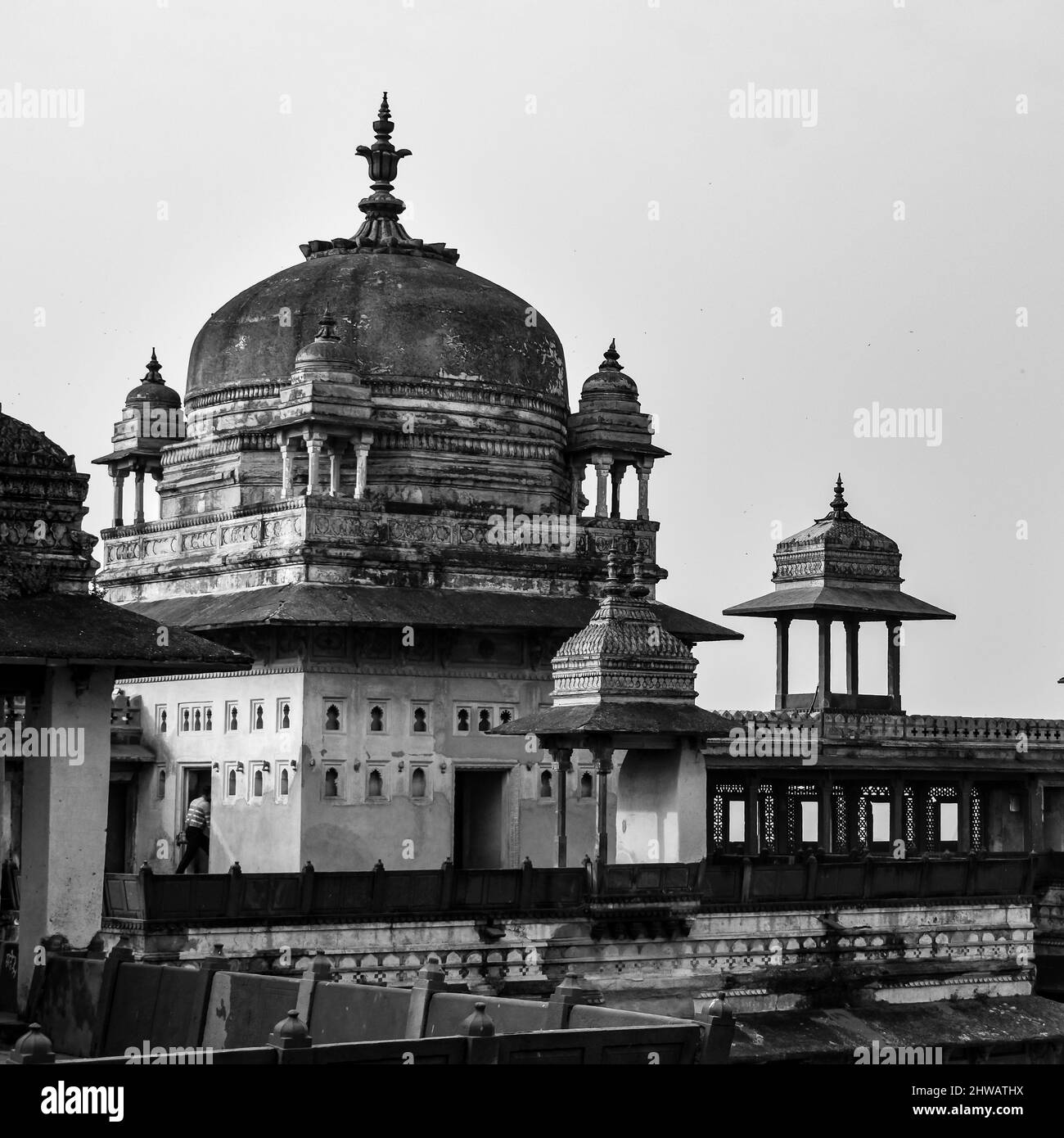 Jahangir Mahal (Orchha Fort) in Orchha, Madhya Pradesh, Indien, Jahangir Mahal oder Orchha Palace ist Zitadelle und Garnison in Orchha. Madhya Prade Stockfoto