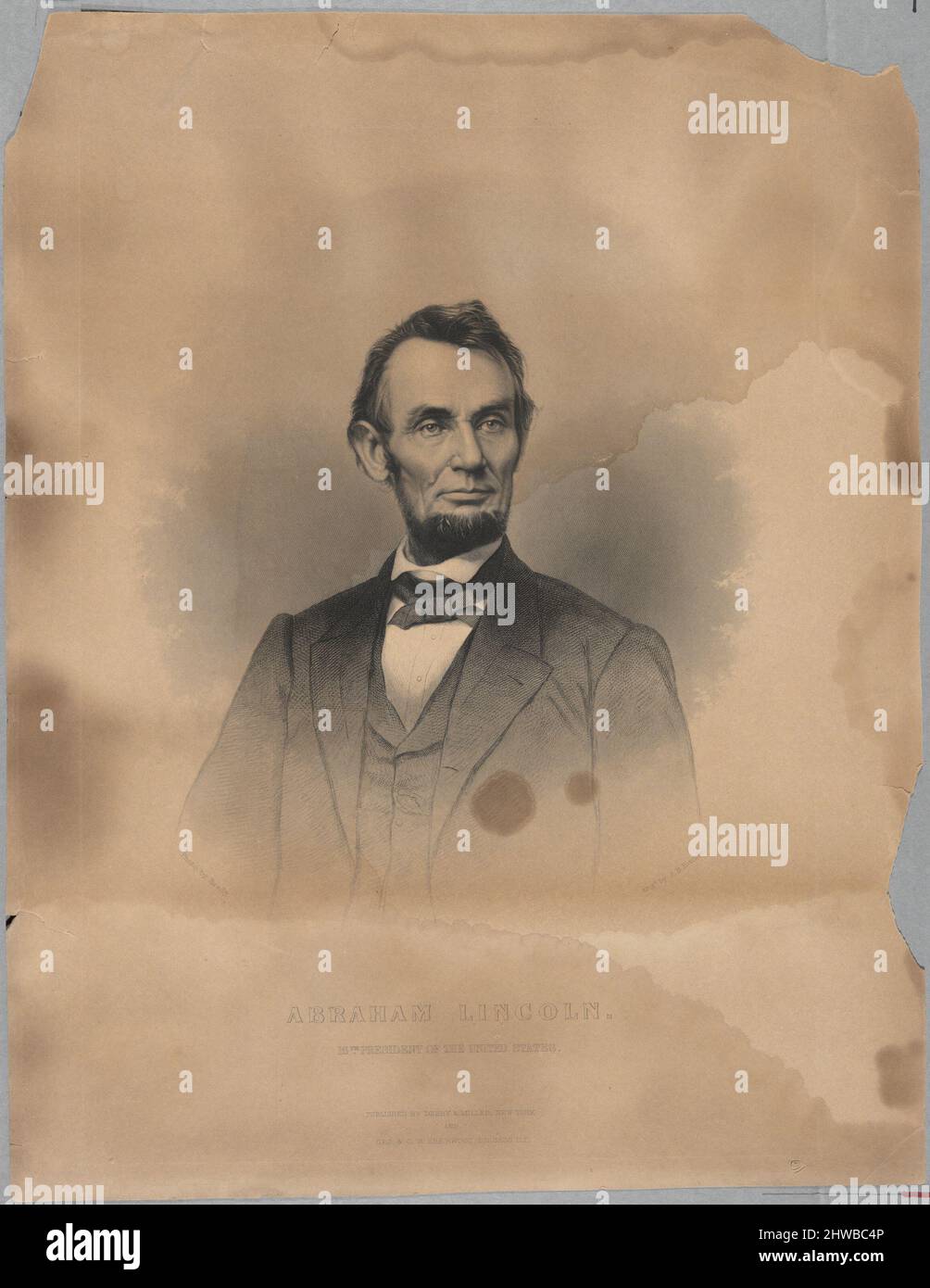 Abraham Lincoln. Künstler: Alexander Hay Ritchie, Amerikaner, geboren Schottland, 1822–1895After: Mathew B. Brady, Amerikaner, 1823–1896 Stockfoto