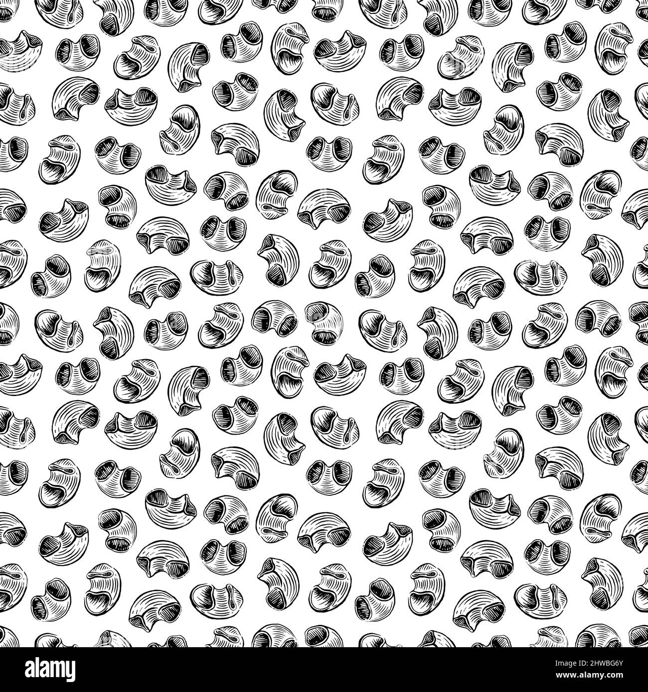 Cannelloni. Nahtloser Hintergrund von verschiedenen Arten von Pasta. Handgezeichnete Illustration Stock Vektor