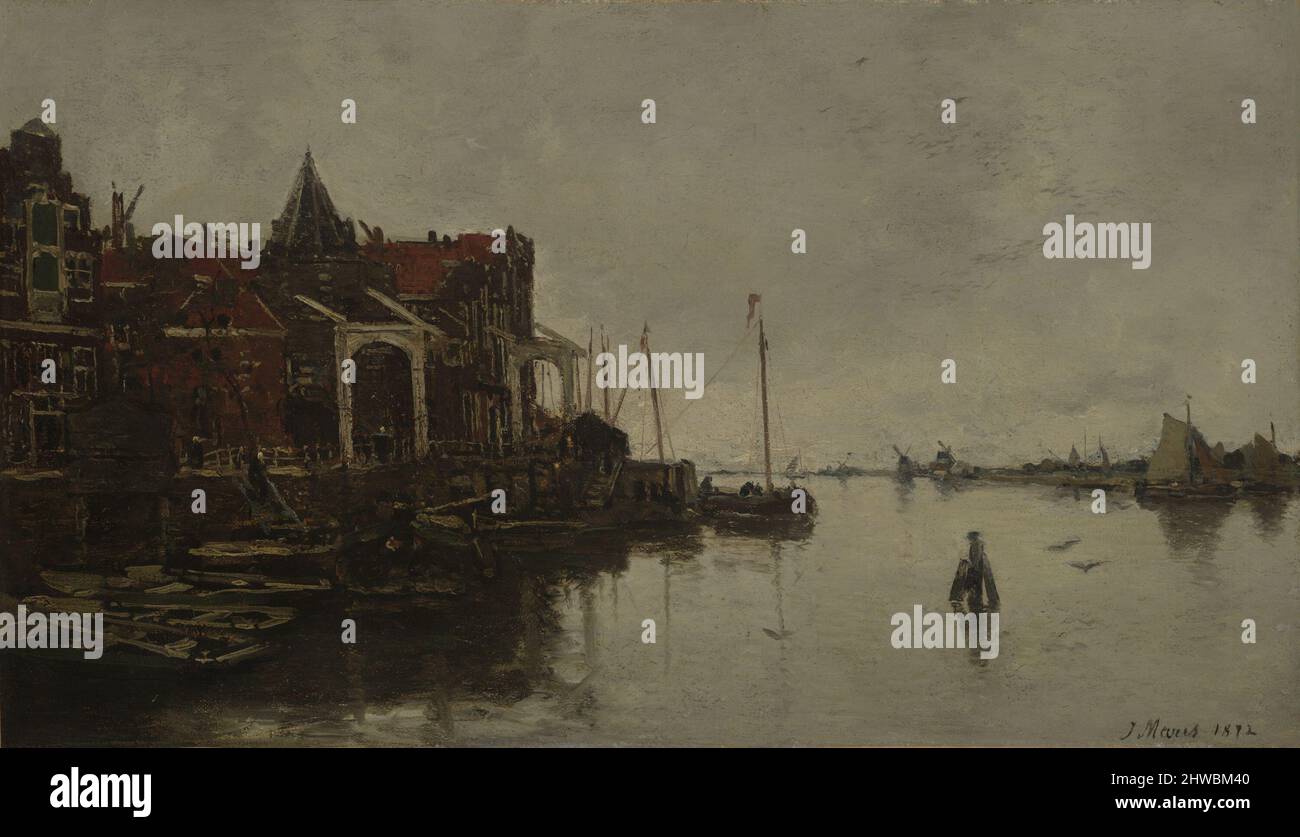 Hafenszene. Künstler: Jacob Maris, Niederländisch, 1837–1899 Stockfoto