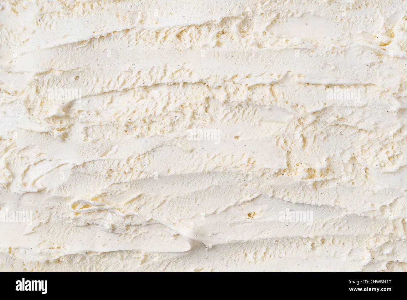 Köstliche und erfrischende Vanilleeis-Oberfläche. Draufsicht. Sommersaison Stockfoto