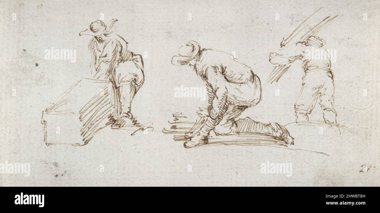 Drei Figurstudien. Künstler: Stefano Della Bella, Italienisch, 1610–1664 Stockfoto