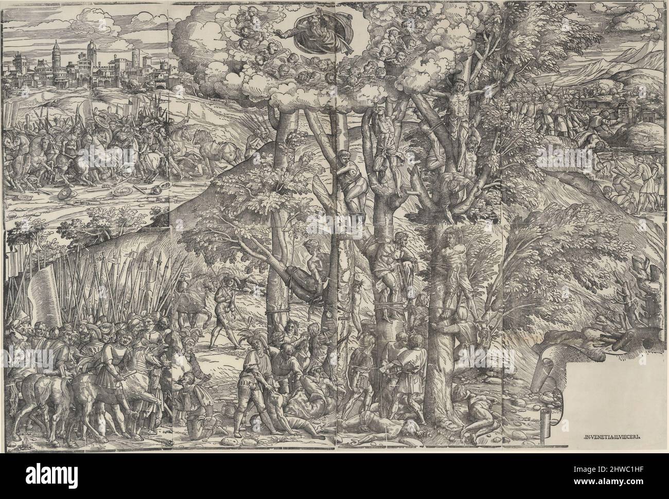 Das Martyrium der zehntausend Christen auf dem Berg Ararat. Holzfäller: Lucantonio degli Uberti, italienisch, aktiv Venedig, 1514–17After: Vittore Karpacio, italienisch, Ca. 1455-1525 Stockfoto