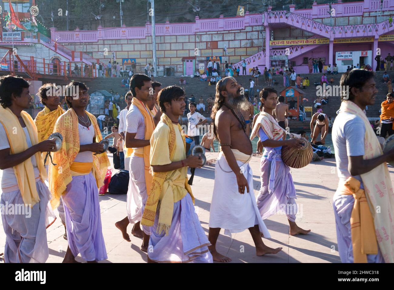 Indien, Hindu, Festival, Ganges, Ikone, Kumbh Mela, Wallfahrt, Ganges River, Travel India,Holy River, Religion. Hinduismus, Naga, Sadhu, Diwali, Festival Stockfoto