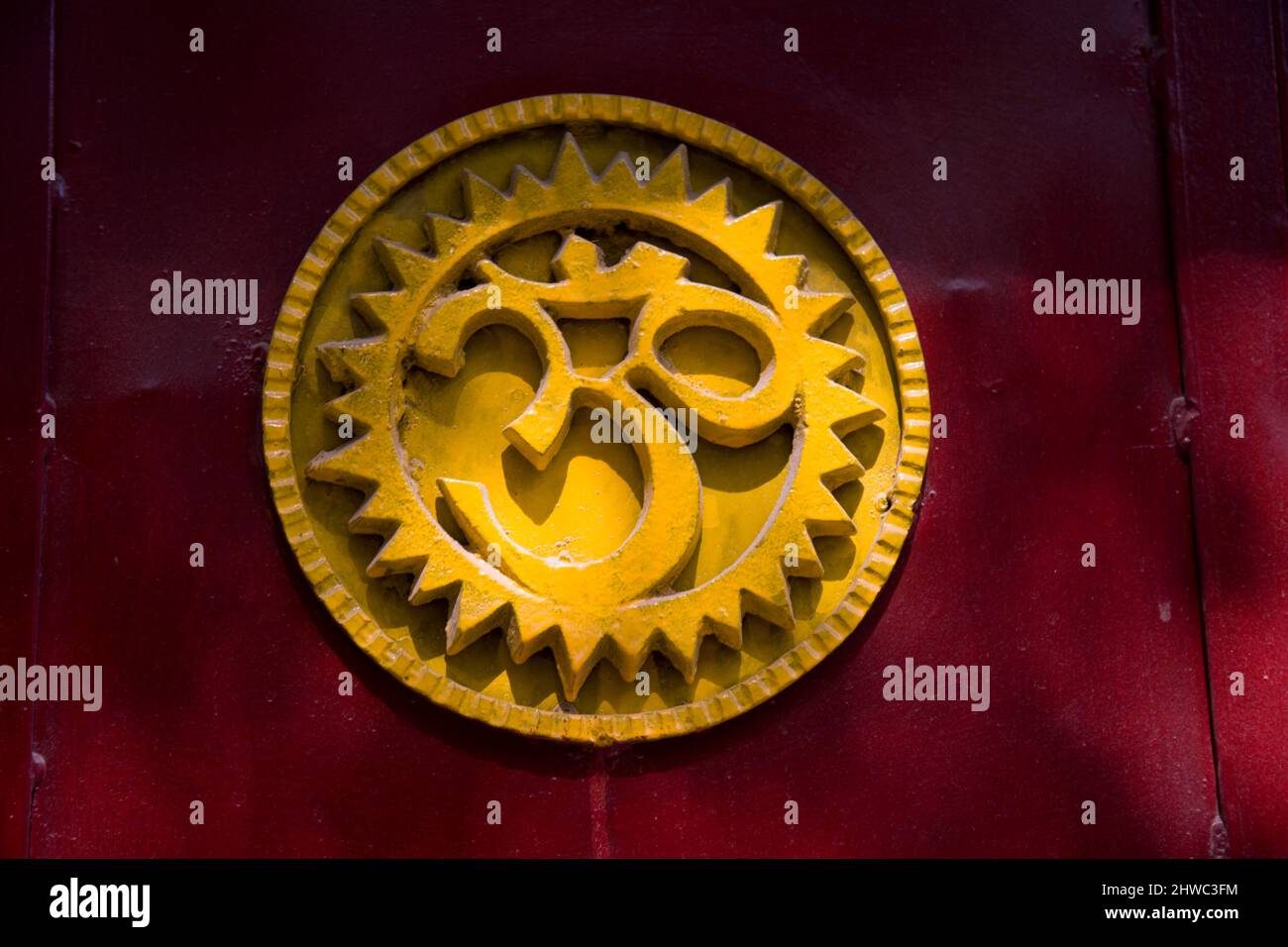 Indien. Meditation. aum. aum Symbol, Mom Zeichen, indische Religion, Symbol Stockfoto