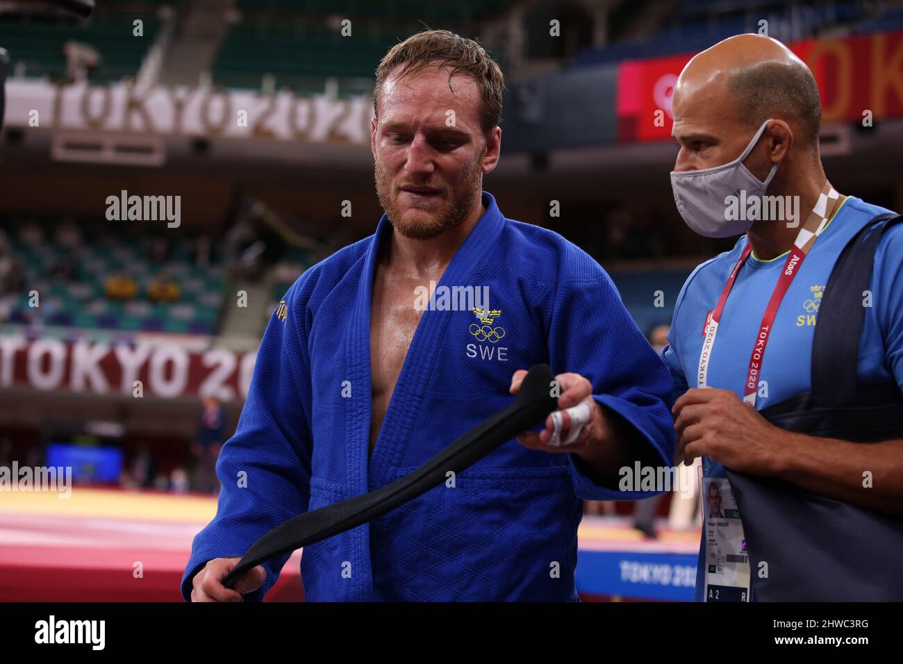 27.. JULI 2021 - TOKIO, JAPAN: Robin PACEK aus Schweden während der Judo Men -81 kg bei den Olympischen Spielen 2020 in Tokio im Einsatz (Foto: Mickael Chavet/RX Stockfoto